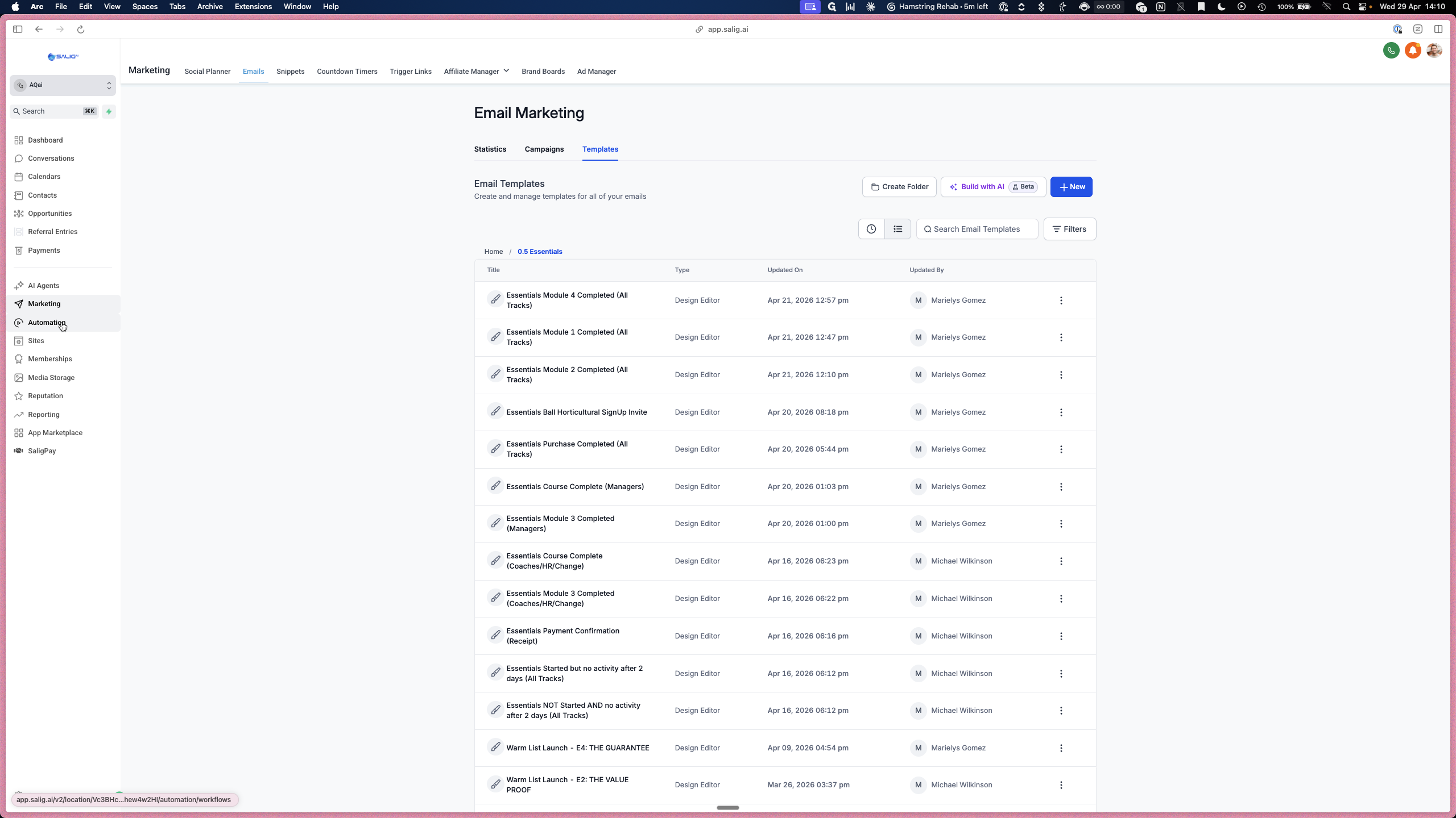 Step #1: Click Automation in the left navigation sidebar.
