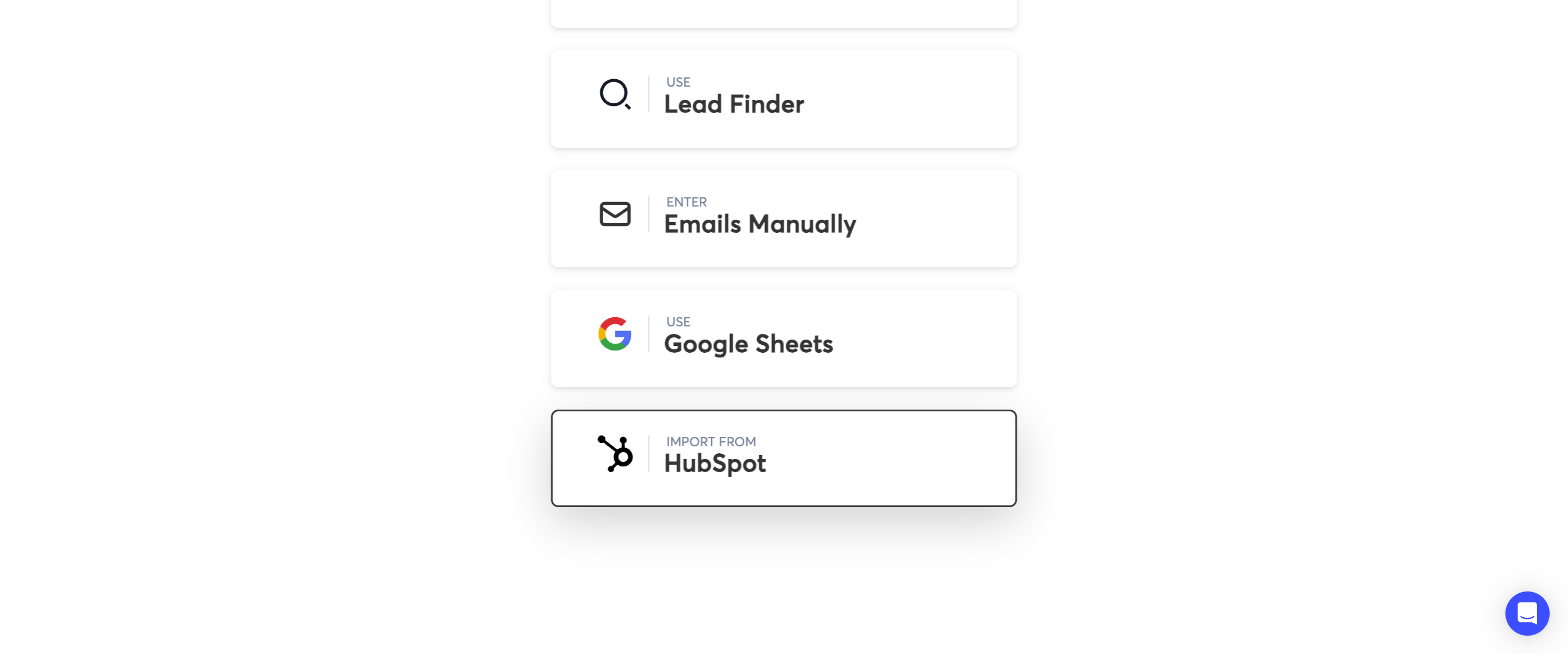 Step #6: On choisi maintenant de les importer depuis Hubspot ici : 