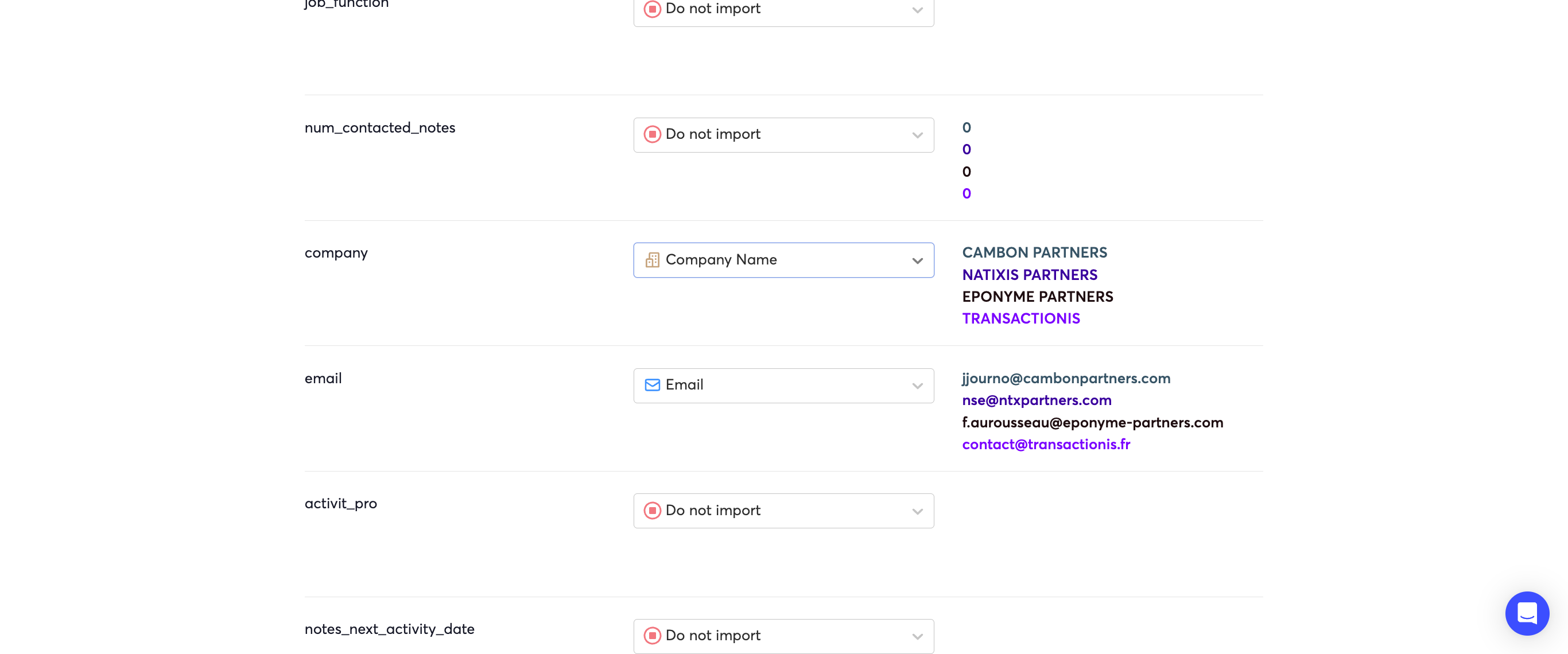 Step #11: Le bon mapping "company"