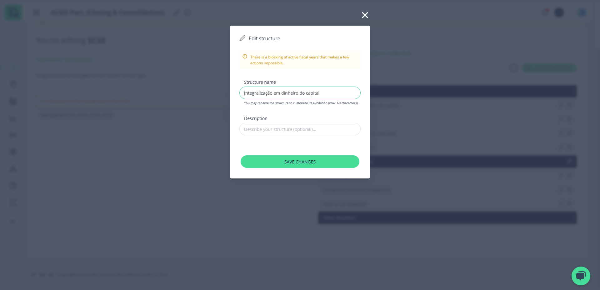 Step #4: Ao clicar em editar estrutura, configure a estrutura exibida no DMPL