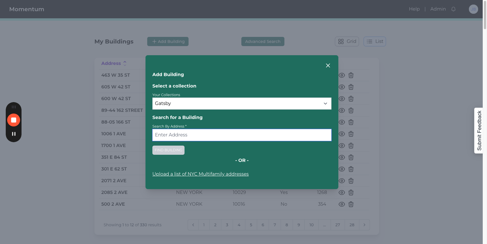 Step #5: Click "Search for a Building Search By Address * Enter Address"