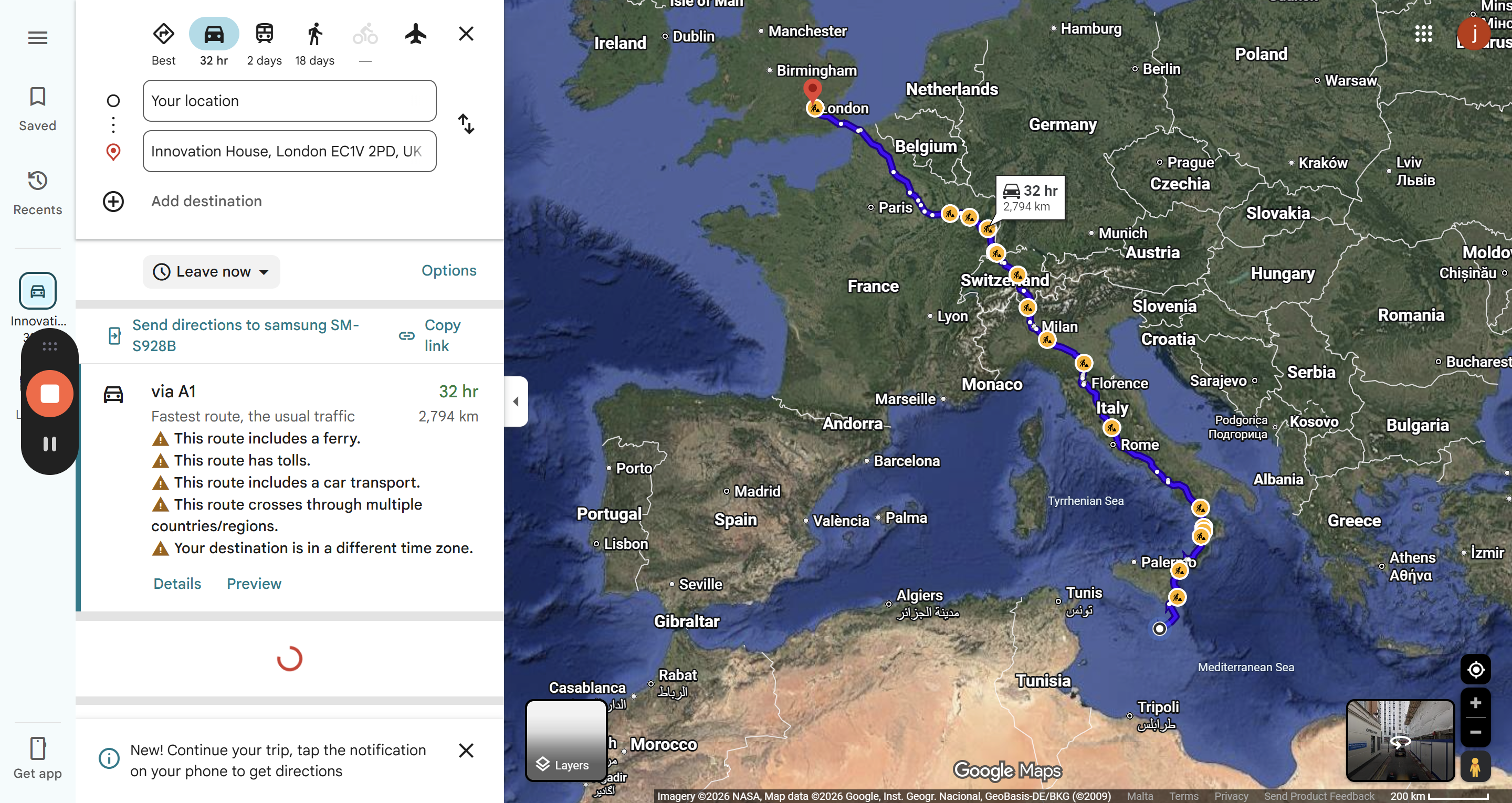 Step #5: In the newly opened Google Maps tab, enter your starting location to view step-by-step navigation.