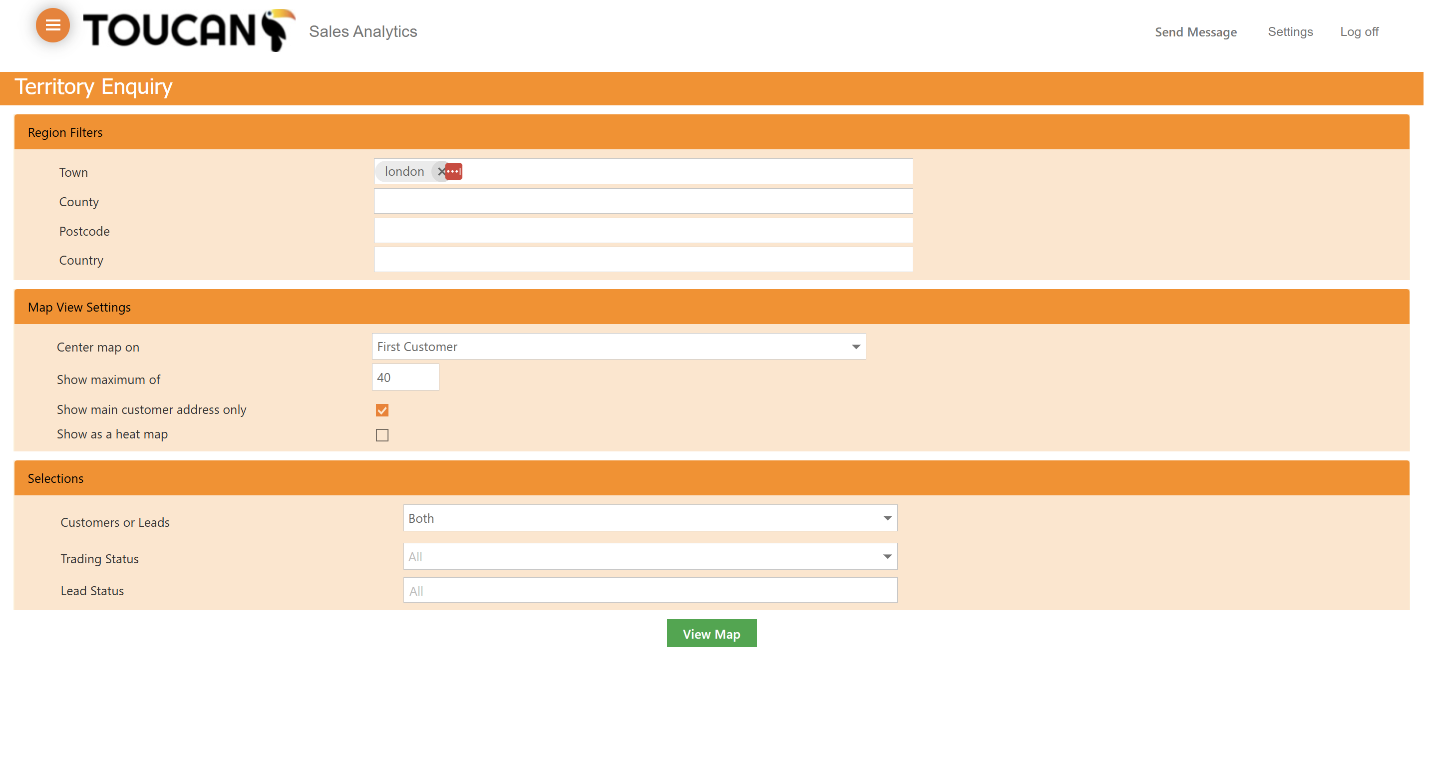 Step #2: Configure your desired map settings and click View Map.