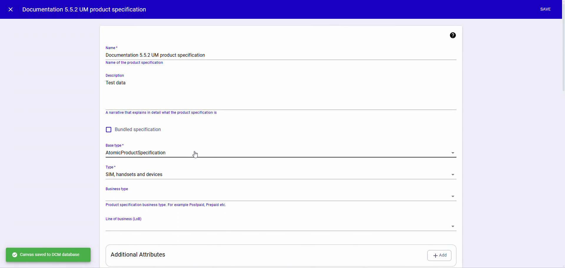 Step #13: Click the AtomicProductSpecification drop down.