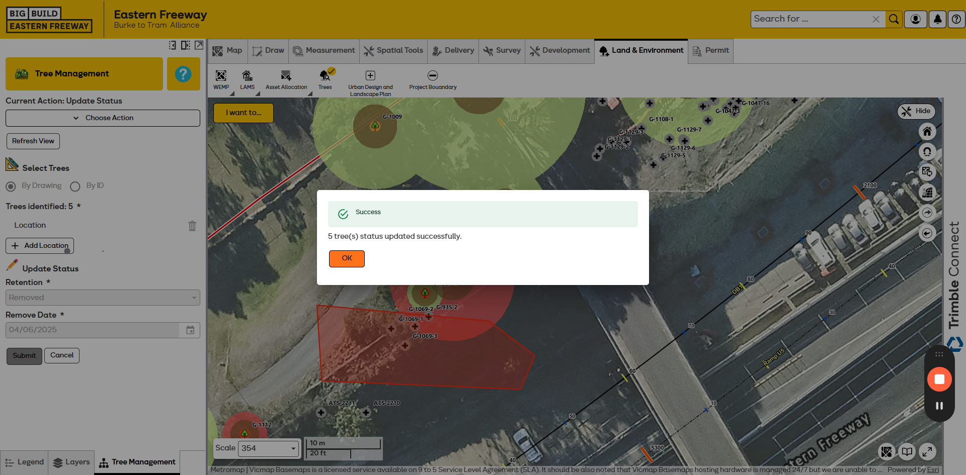 Step #26: Click on "5 tree ( s ) status updated successfully ."