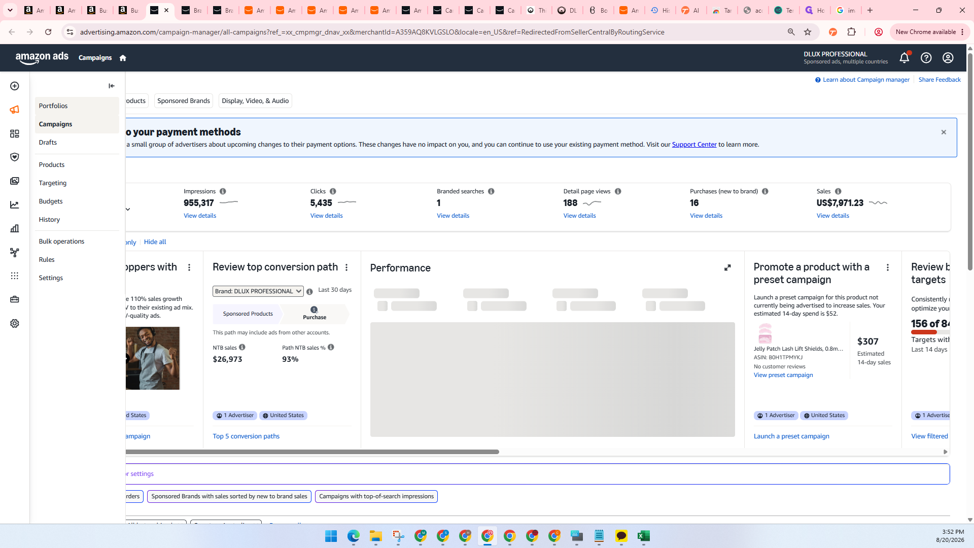 Step #18: Click on Campaigns in the sidebar to view campaign performance.