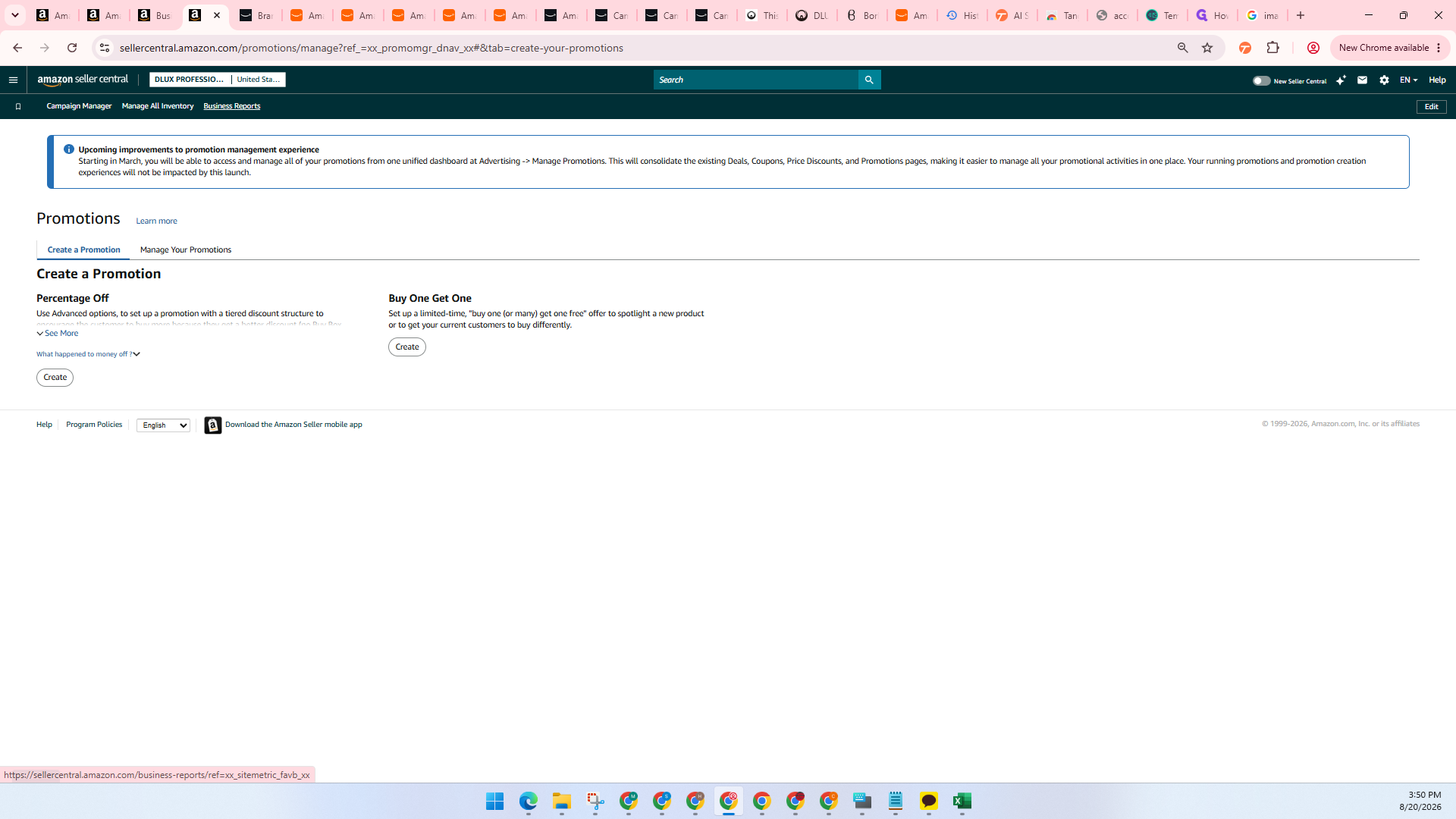 Step #6: In Amazon Seller Central, open the main menu and click Business Reports.