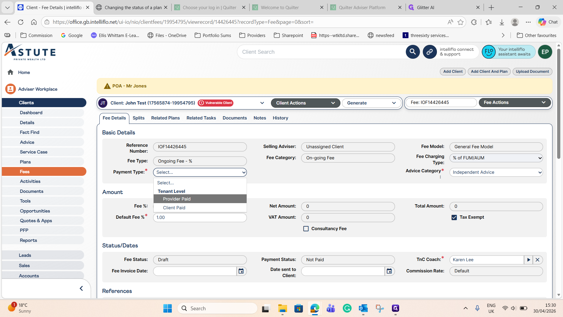Step #10: Change the Payment Type to Provider Paid (or another appropriate option).
