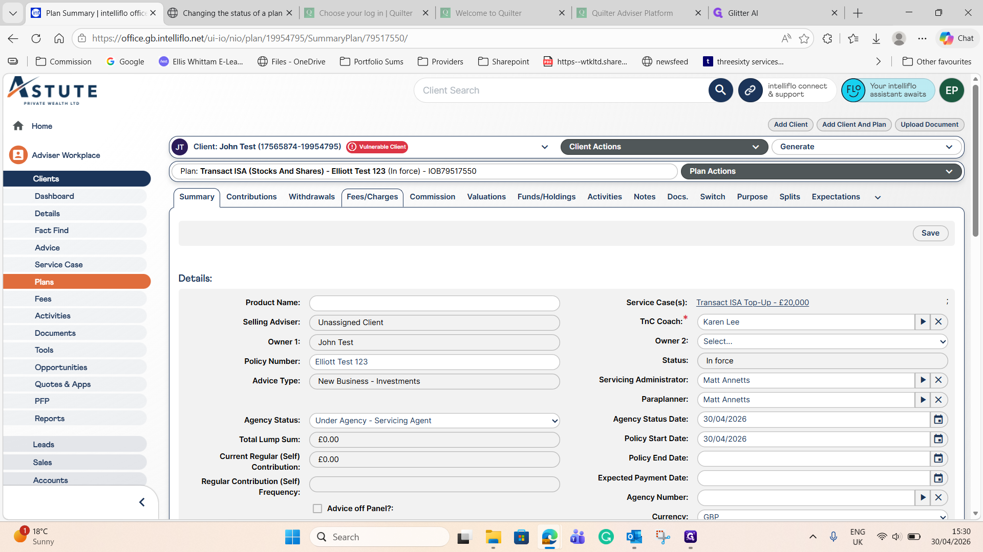 Step #8: Click on the Fees / Charges tab again.
