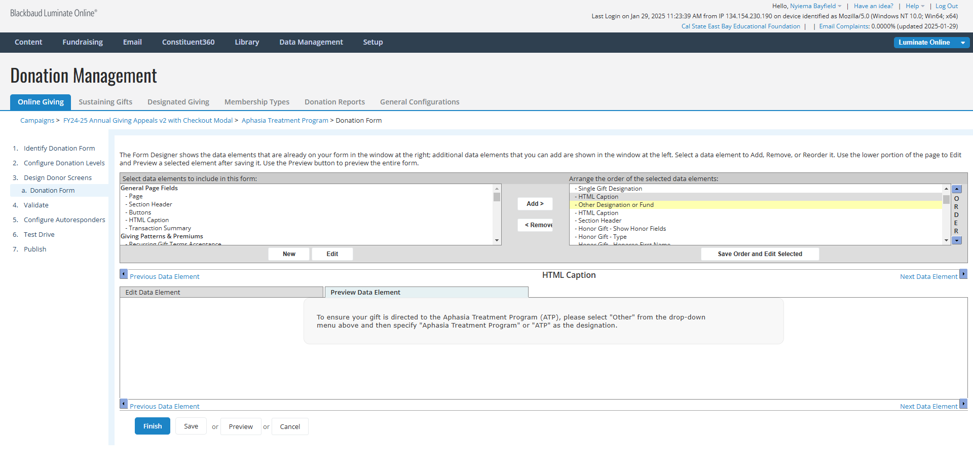 Step #21: In the top right panel, Click on "Other Designation or Fund"