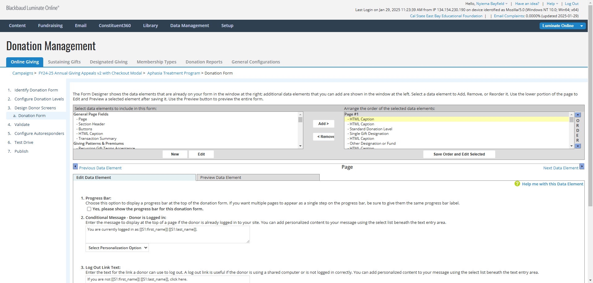 Step #6: In the top right panel, Click on the first "HTML Caption" element.