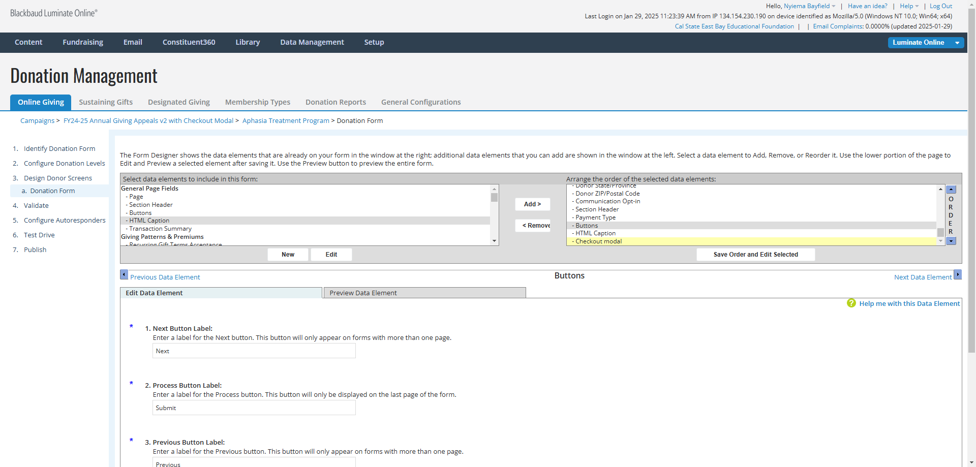 Step #31: In the top right panel, Click on "Checkout modal"