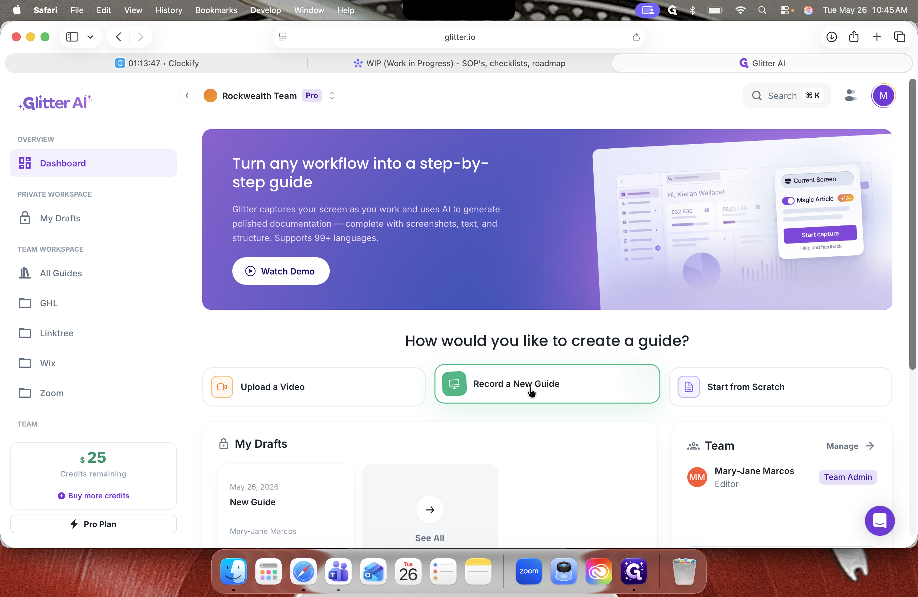 Step #2: Click Record a New Guide to begin capturing your screen interactions.