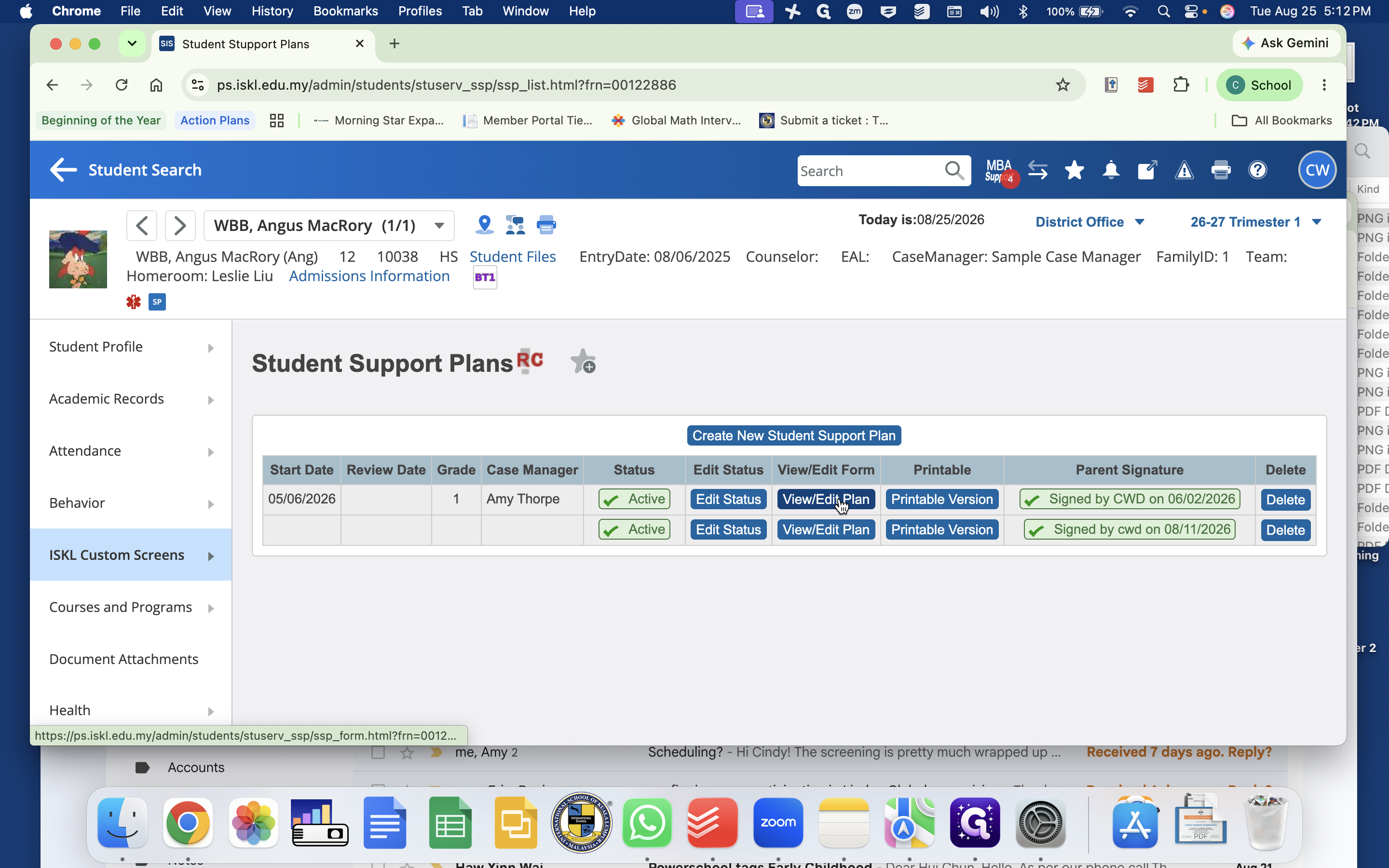 Step #26: Click View/Edit Plan next to the student's existing plan.