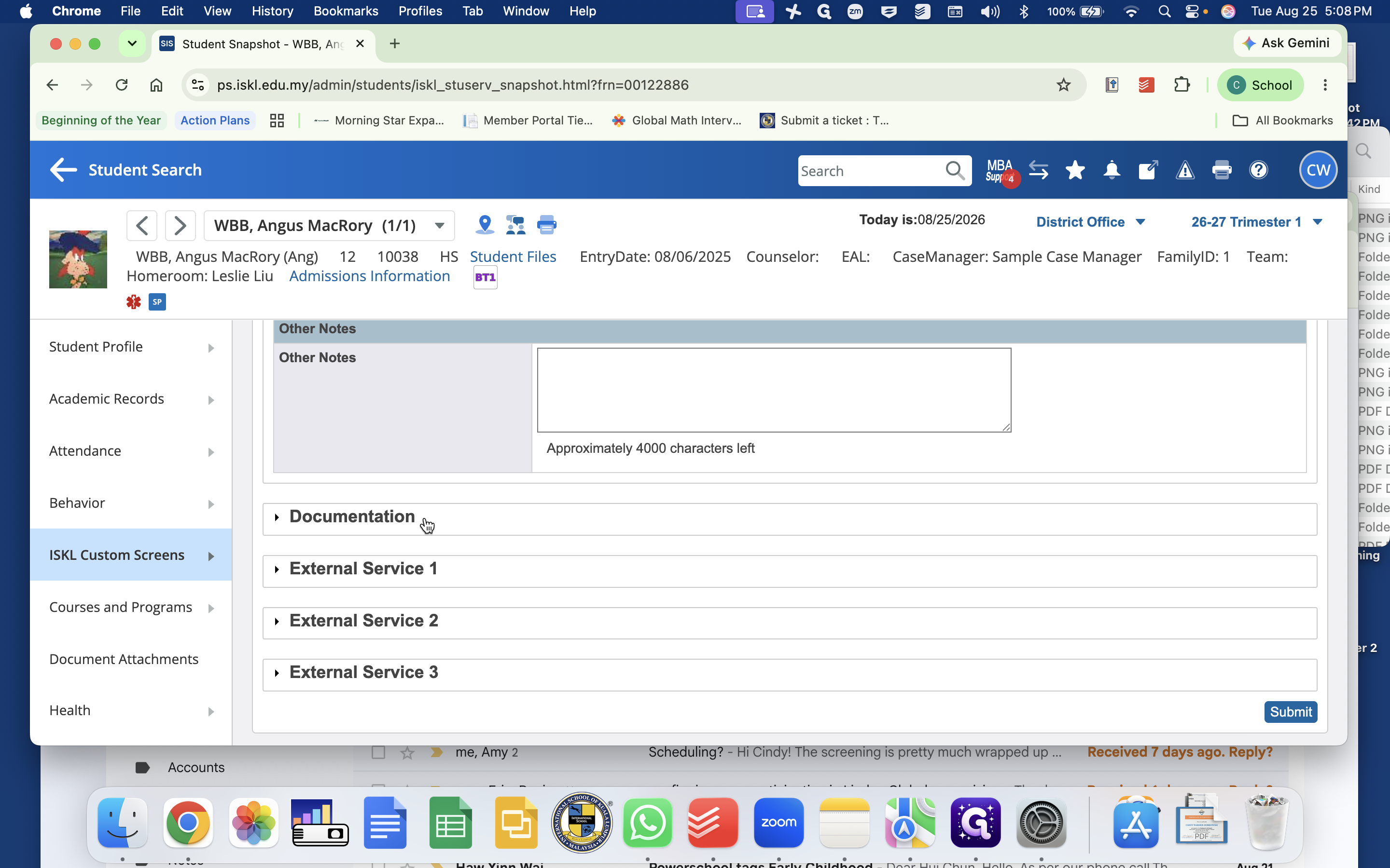 Step #13: Click the Documentation section to review educational psychologist evaluations. This data is used in a report to track upcoming re-evaluations.
