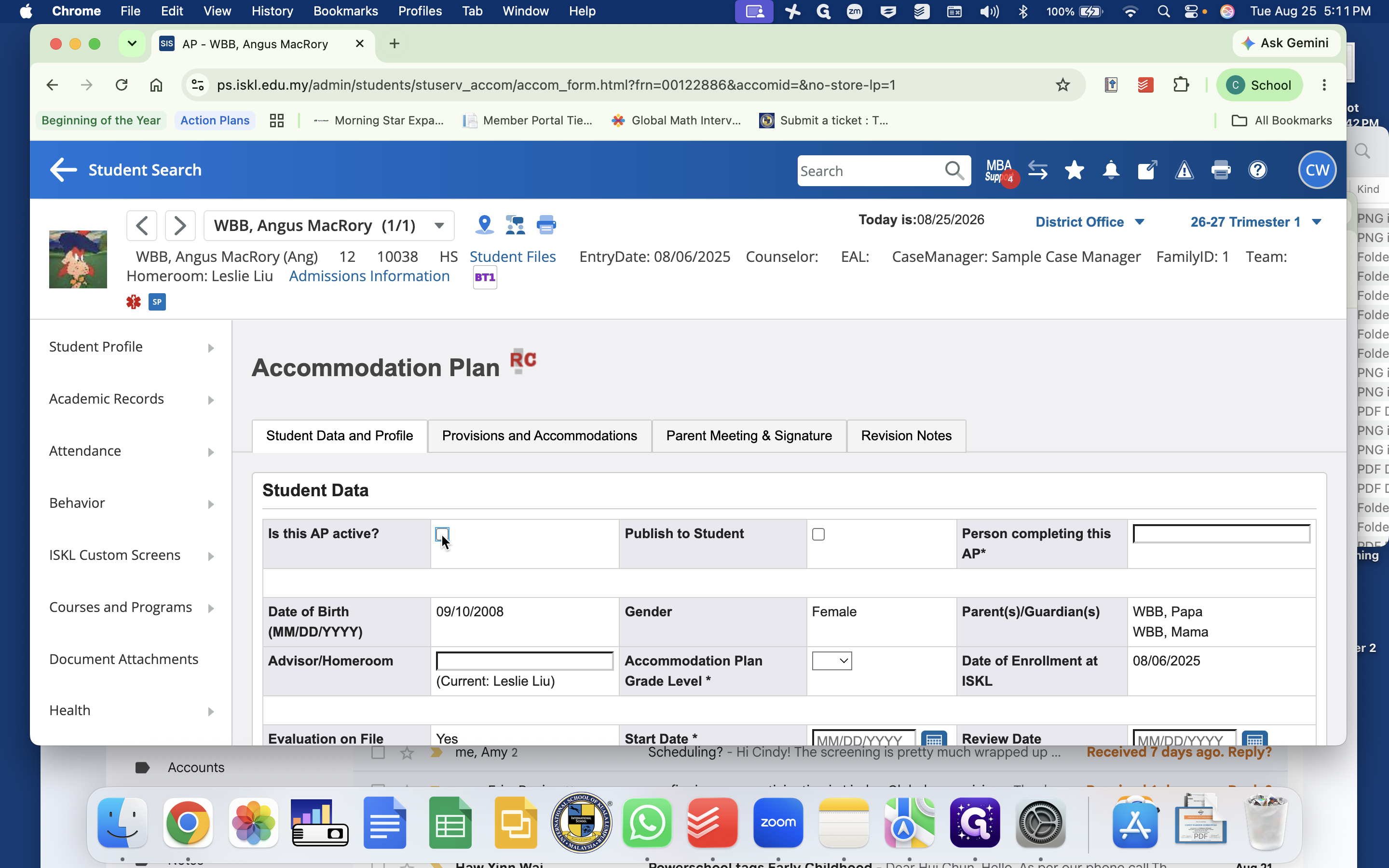 Step #23: Click the Is this AP active? checkbox to publish the plan to the Parent Portal for review and digital signature.