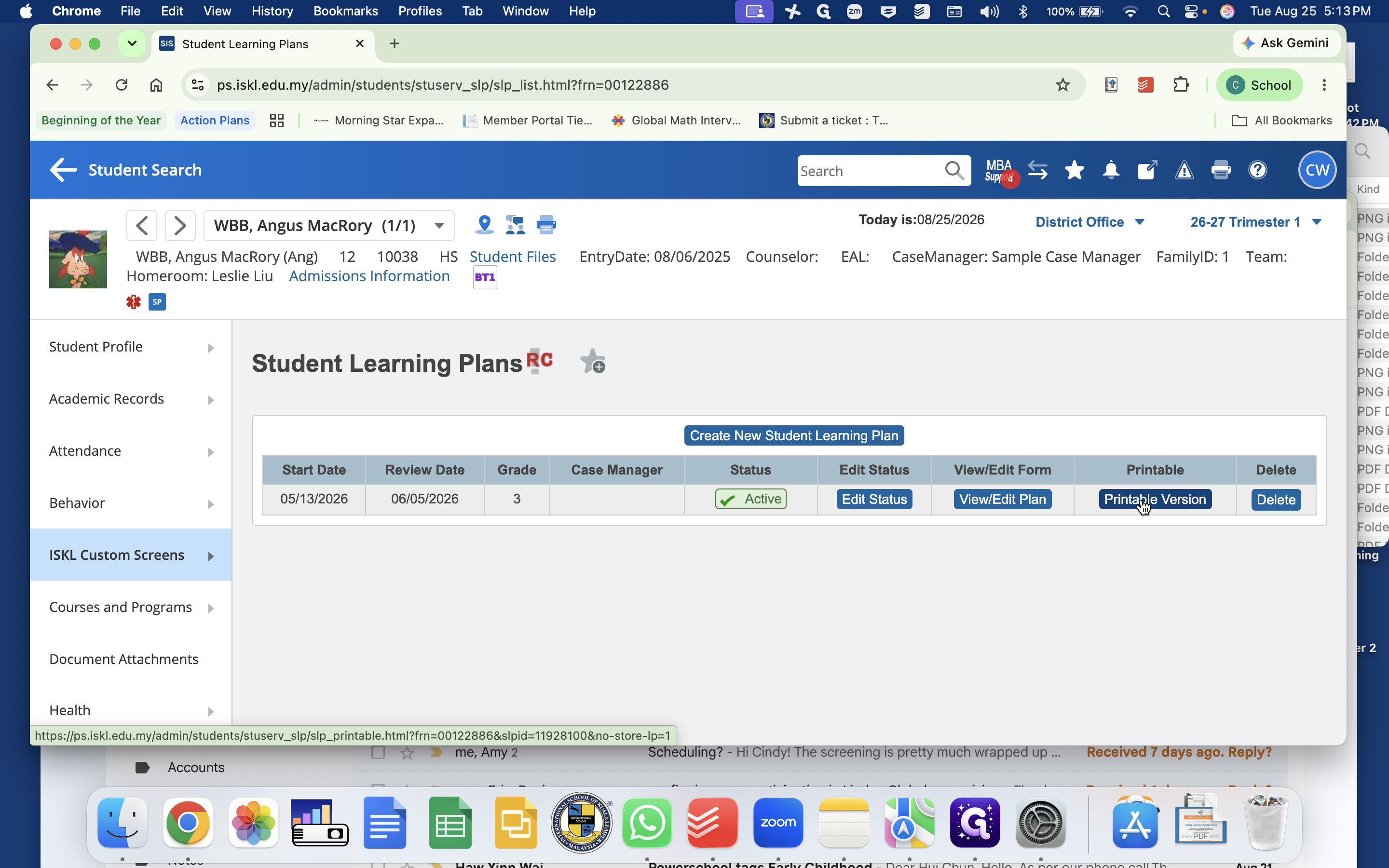 Step #30: Click Printable Version to generate a printable summary of intervention goals, baseline metrics, and next steps.