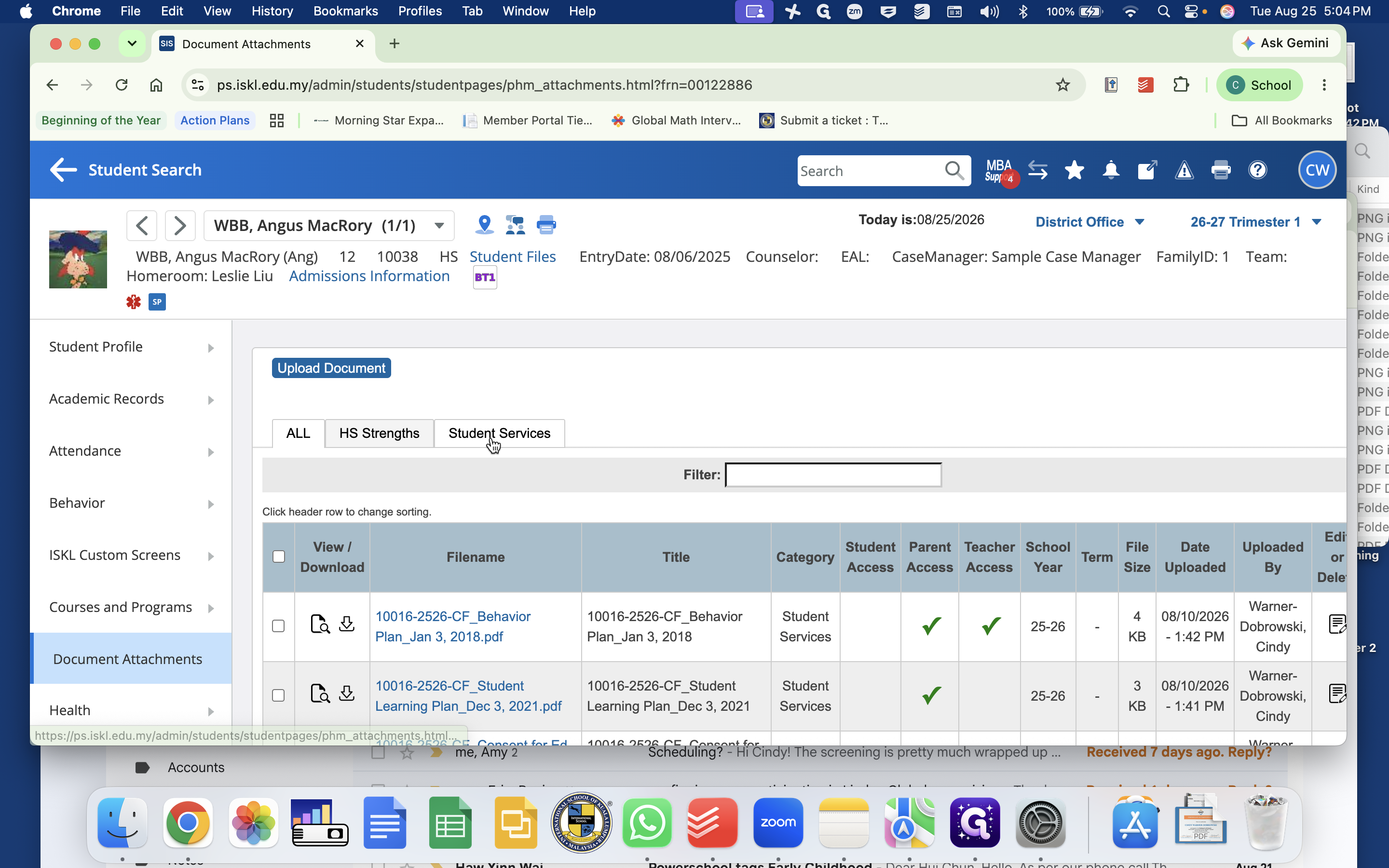 Step #4: Click the Student Services category tab to filter for student services documents.