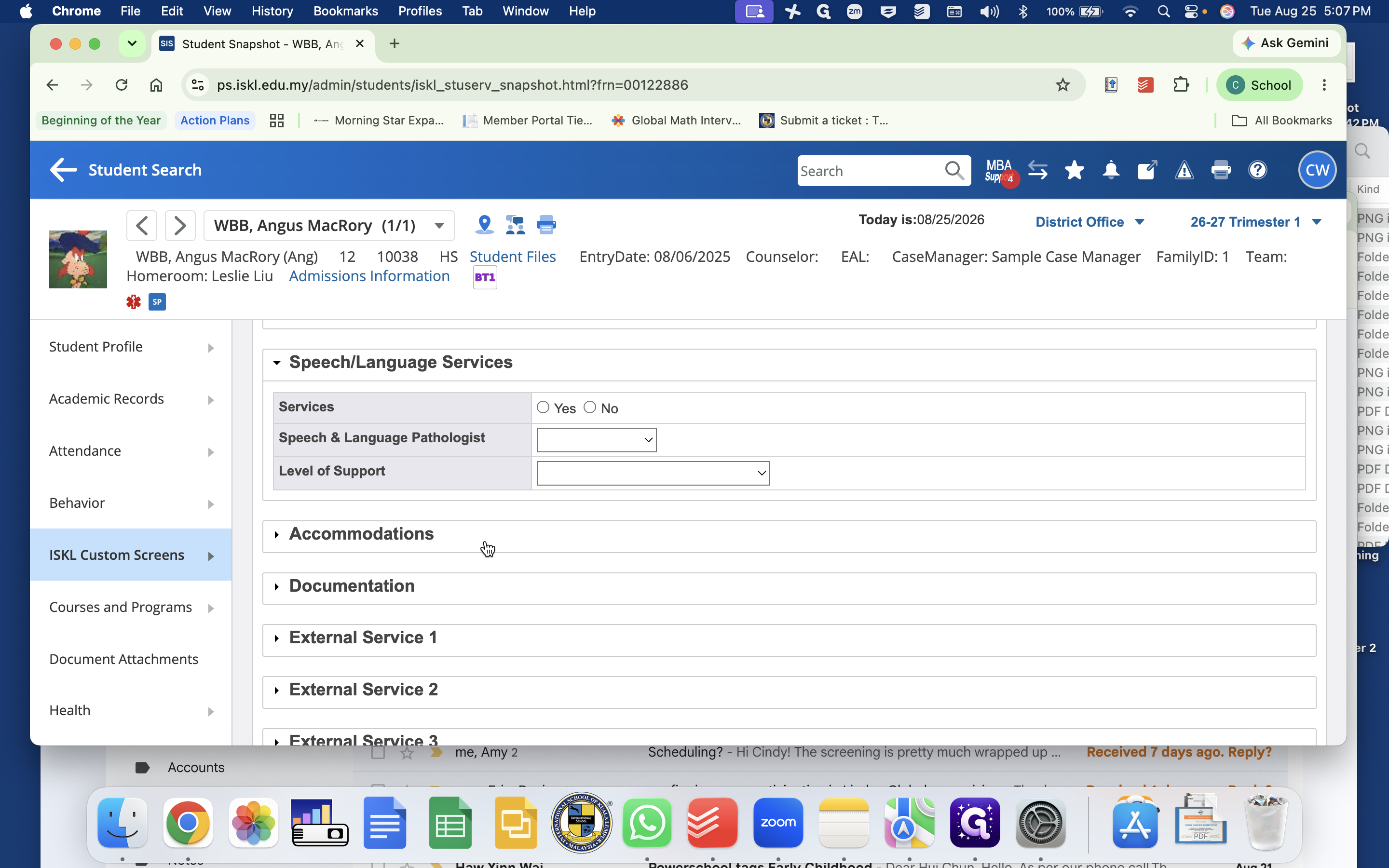 Step #12: Click the Accommodations accordion section to review active accommodations pulled directly from accommodation plans and SSPs.