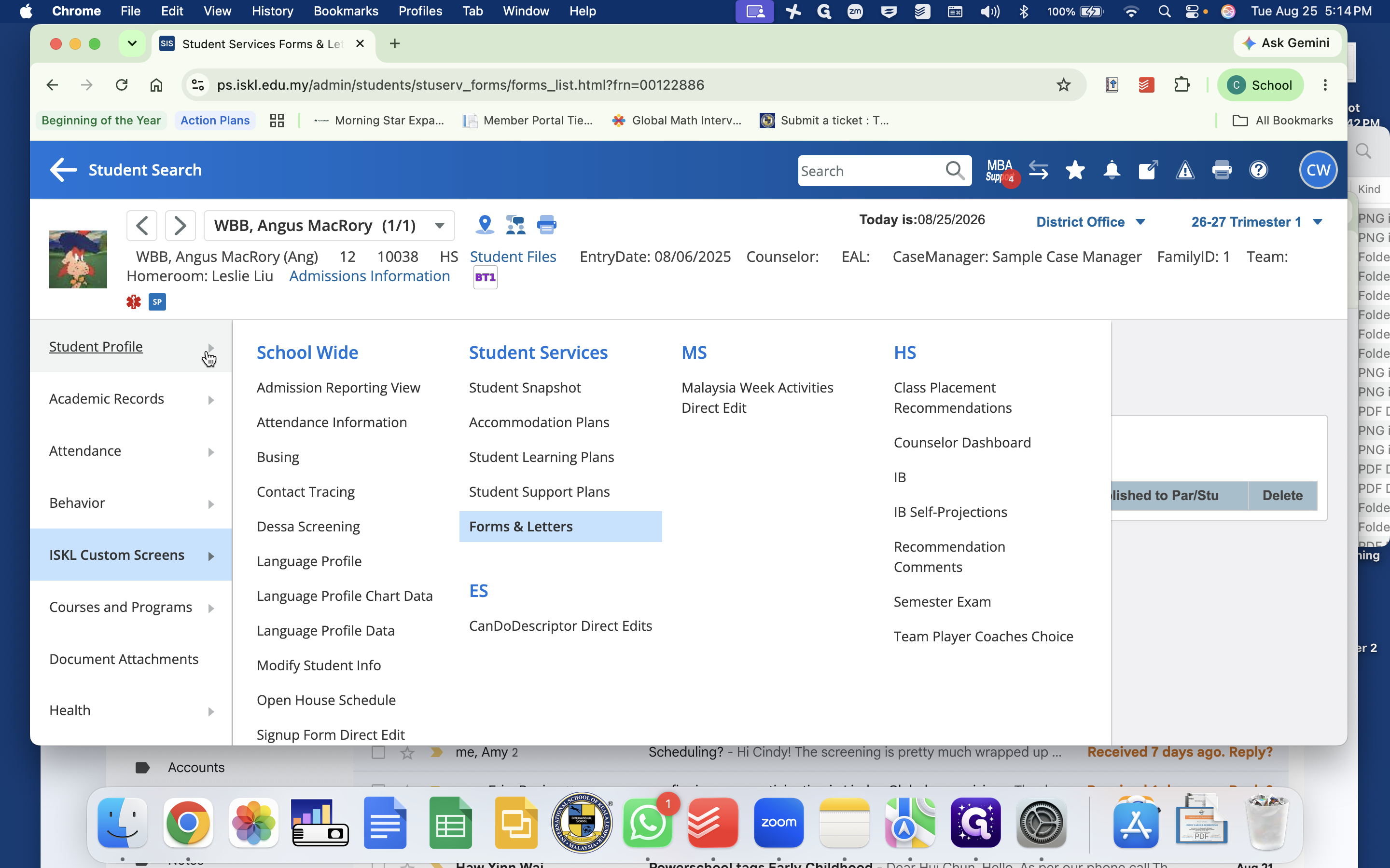 Step #31: Click the expand arrow next to Student Profile in the left navigation sidebar.