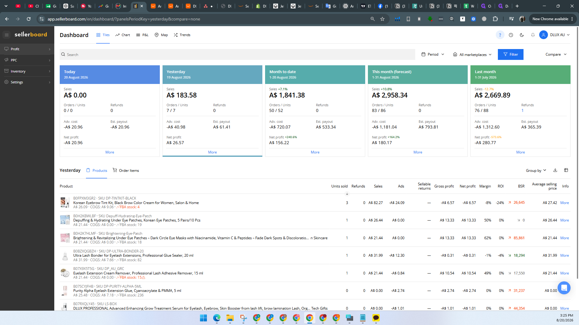Step #11: Review the top-level financial metric tiles for Yesterday, Today, and Month-to-date.