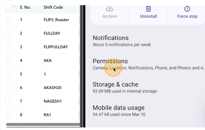 Step #18: Access the settings and select 'Permissions.'