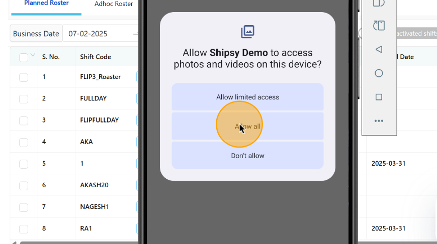 Step #15: Please select 'Allow' to enable management of phone calls.