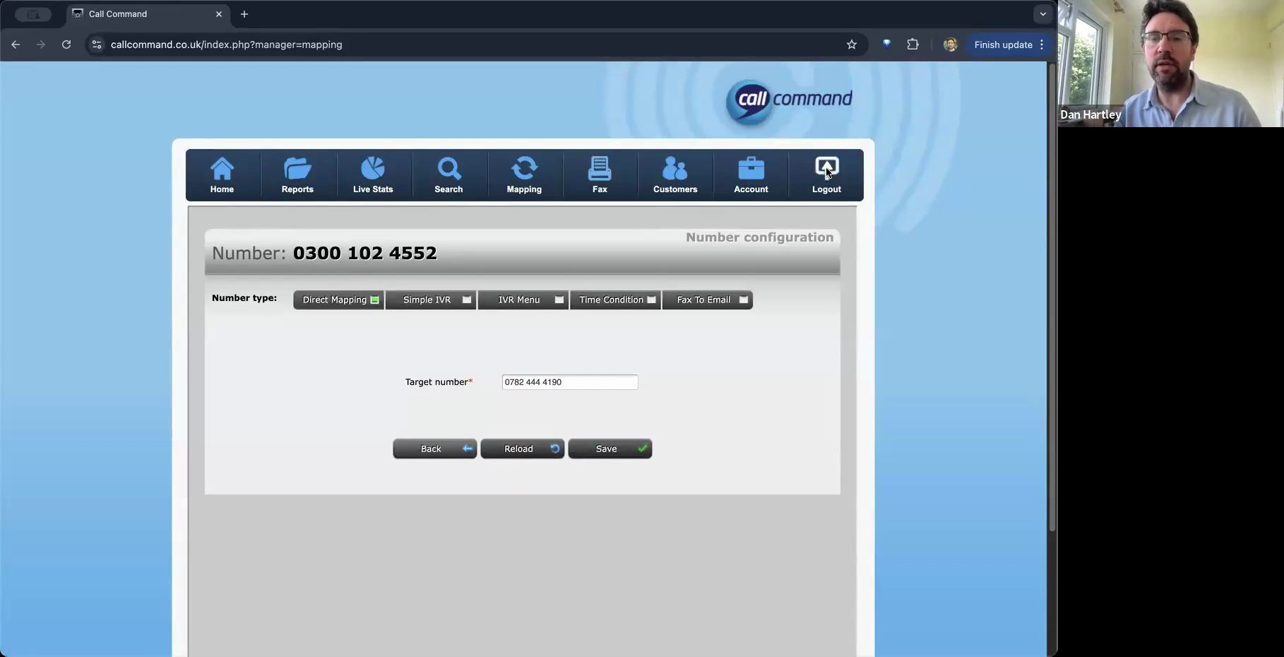 Step #21: When you are done managing numbers, click the Logout icon in the top right corner.