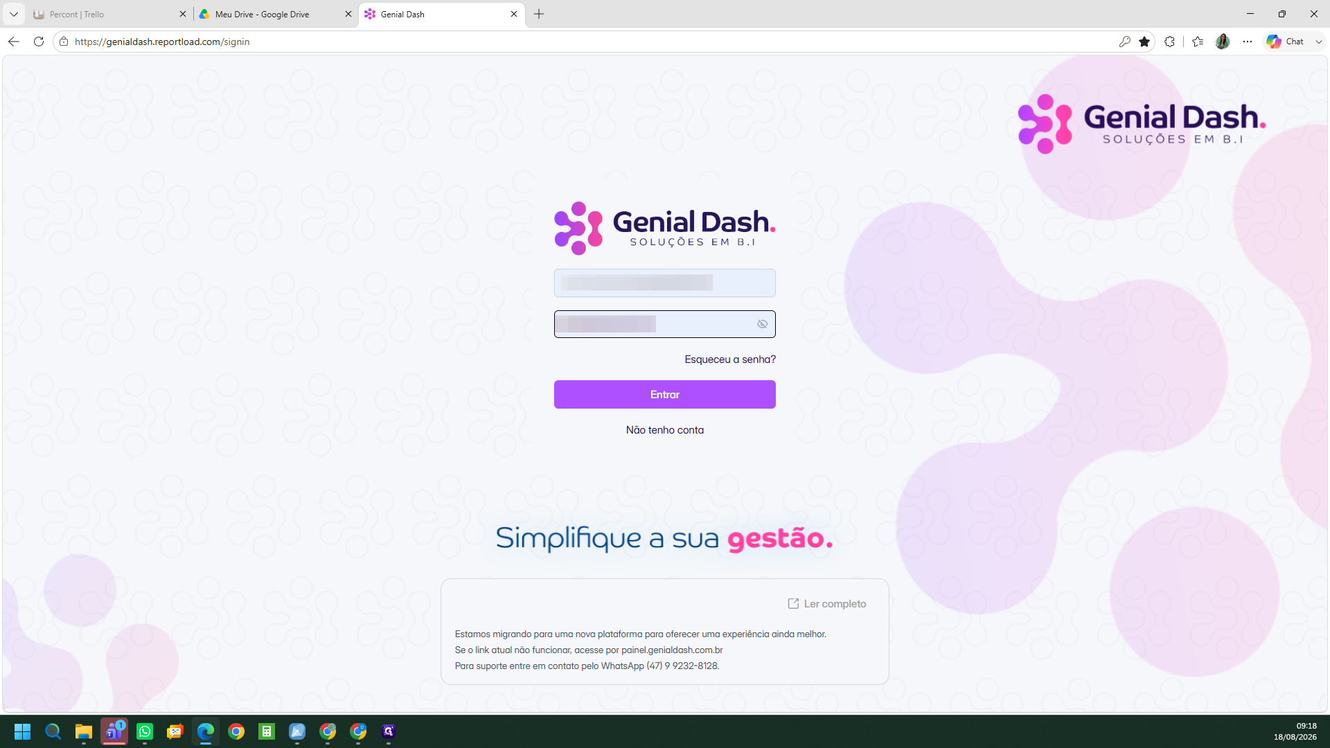 Step #2: Clique no botão Entrar para acessar a plataforma.