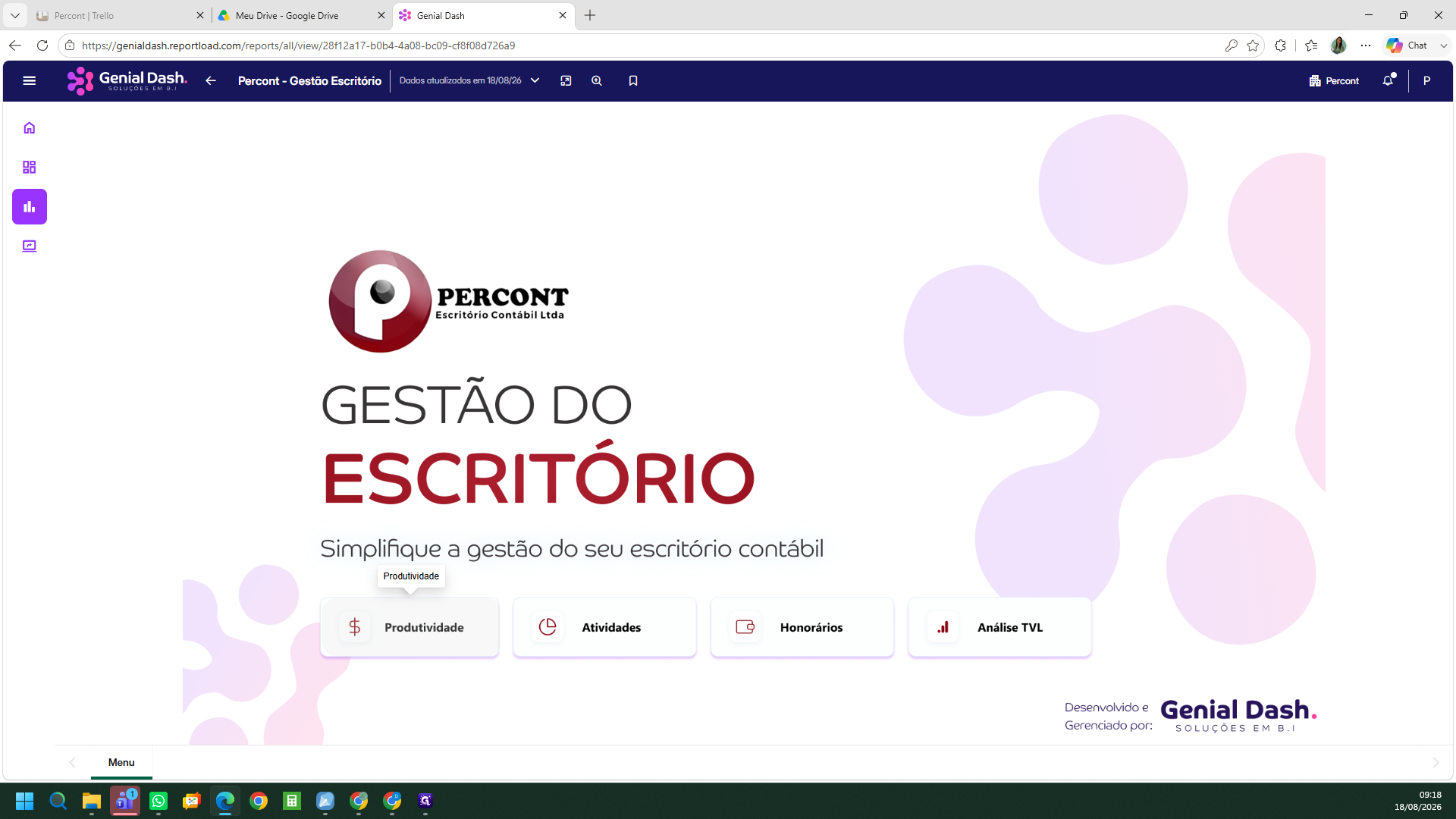 Step #5: No menu lateral de navegação, clique na aba Produtividade.