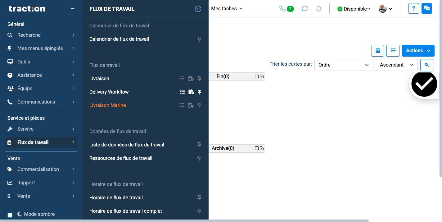 Step #7: Votre nouveau flux de travail est désormais visible dans le menu de gauche dans la section "Flux de travail" 