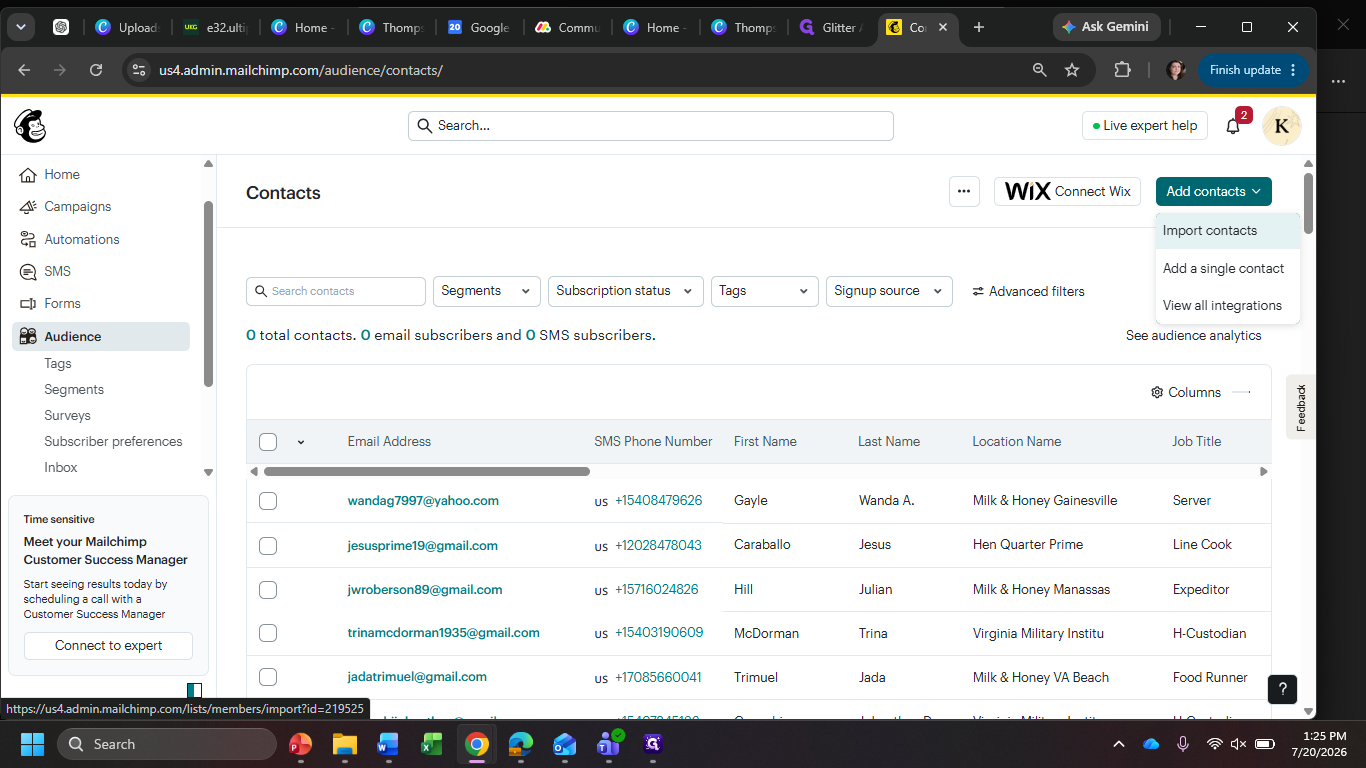 Step #3: Select Import contacts from the menu.