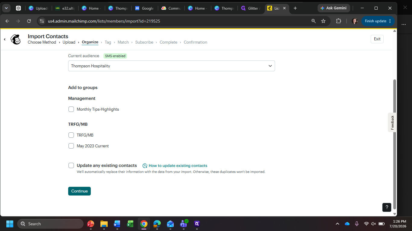 Step #9: Leave the status configurations as they are and click Continue.