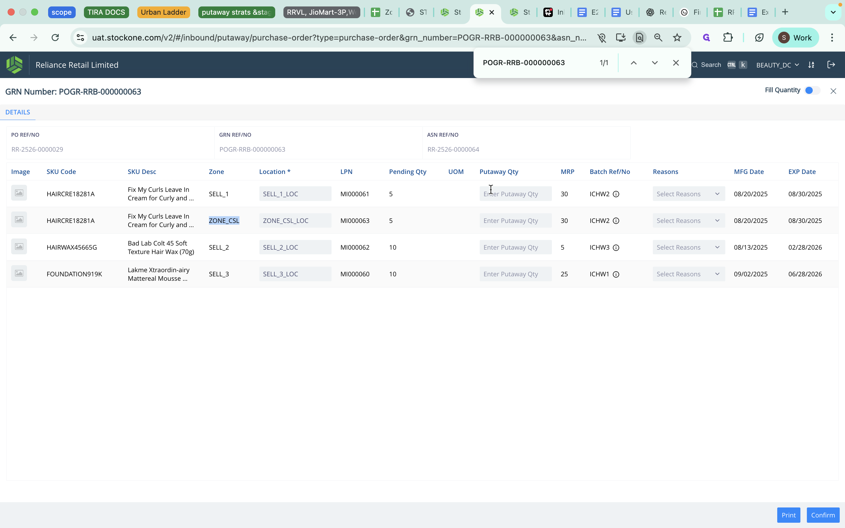 Step #16: "Enter Putaway Qty"