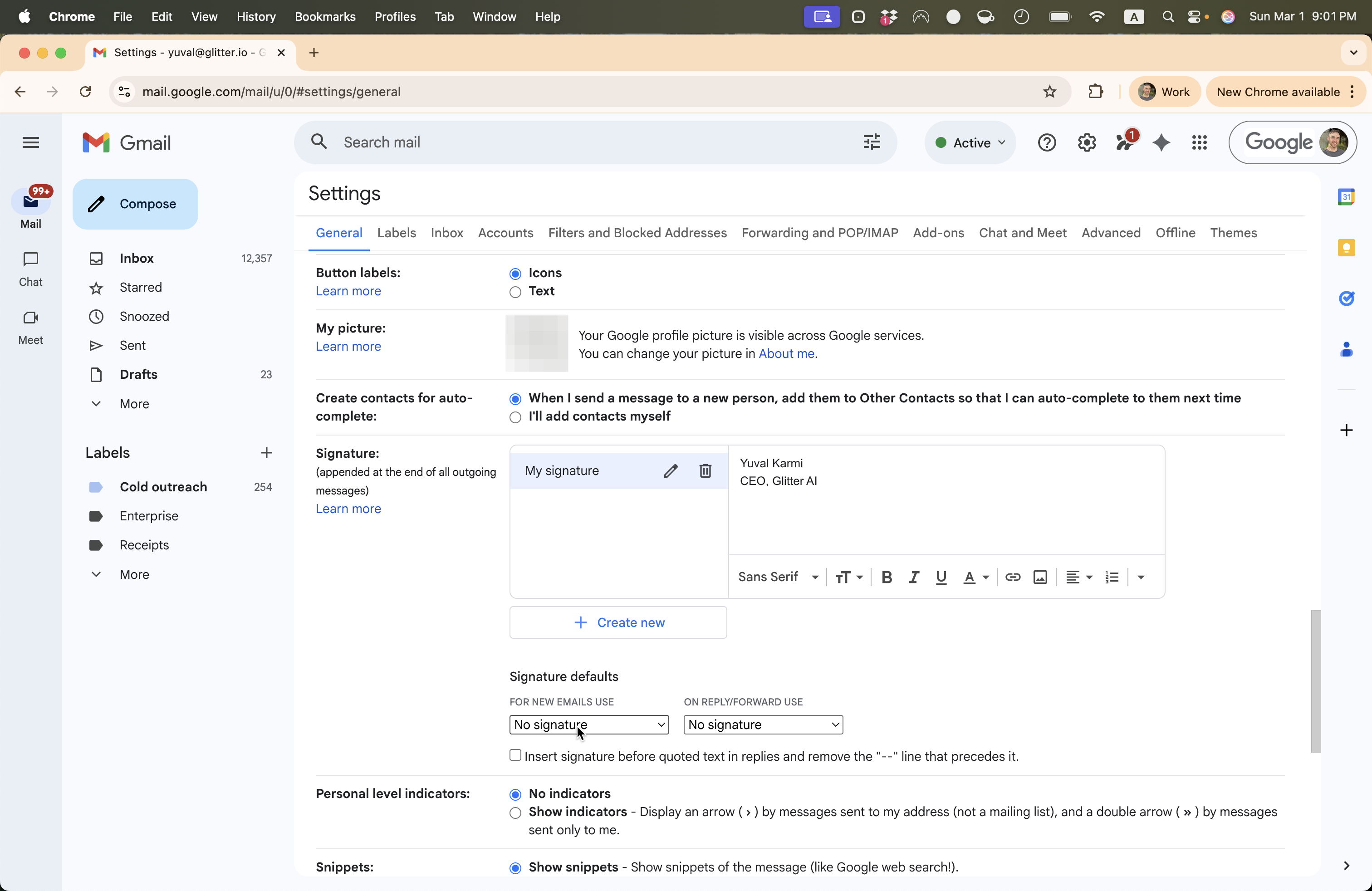 Step #9: Click on "No signature"