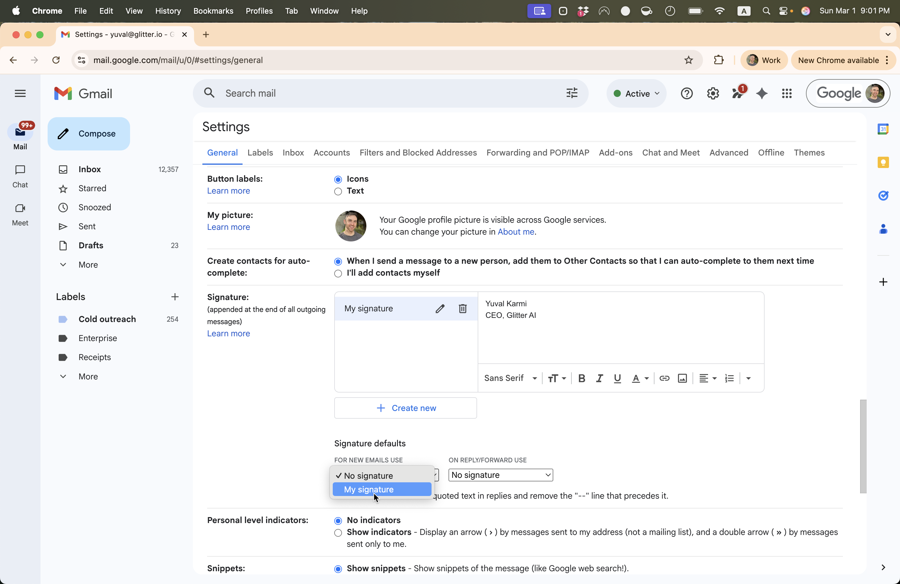 Step #10: Select the name you gave your signature from the dropdown