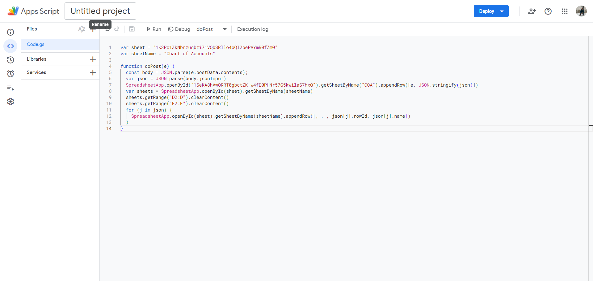 Step #12: Click on "project"