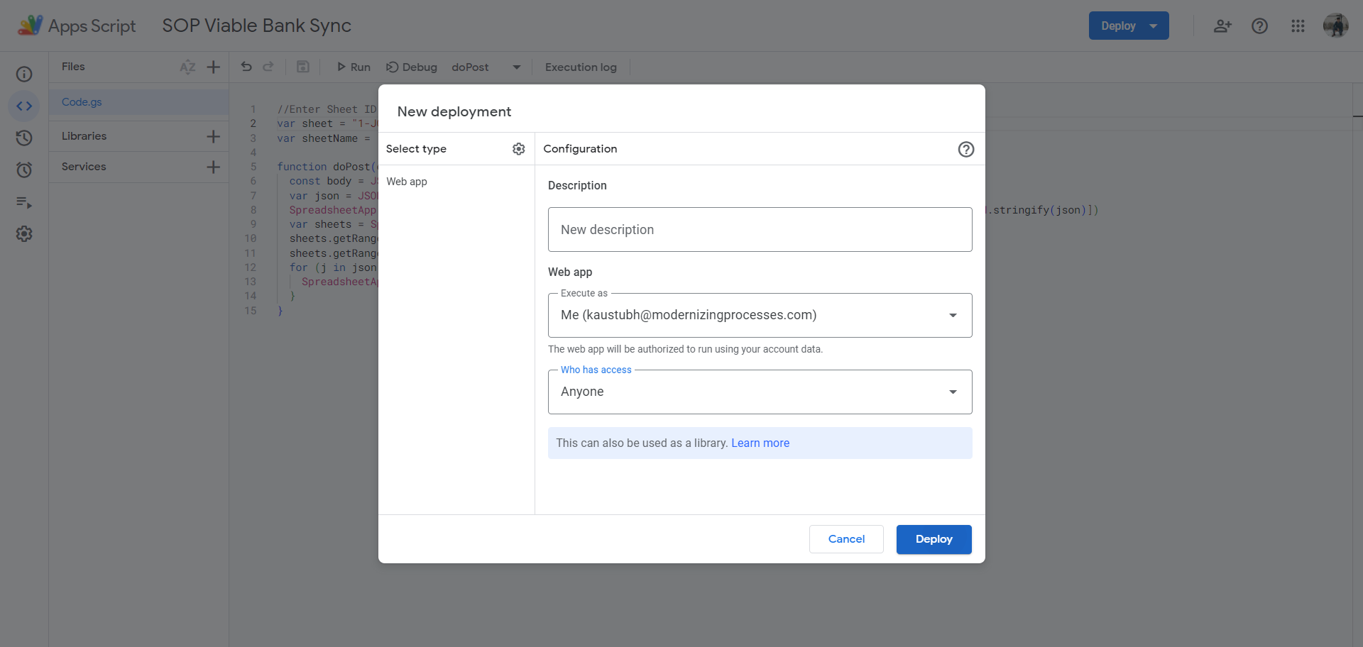 Step #35: Click on "Deploy"