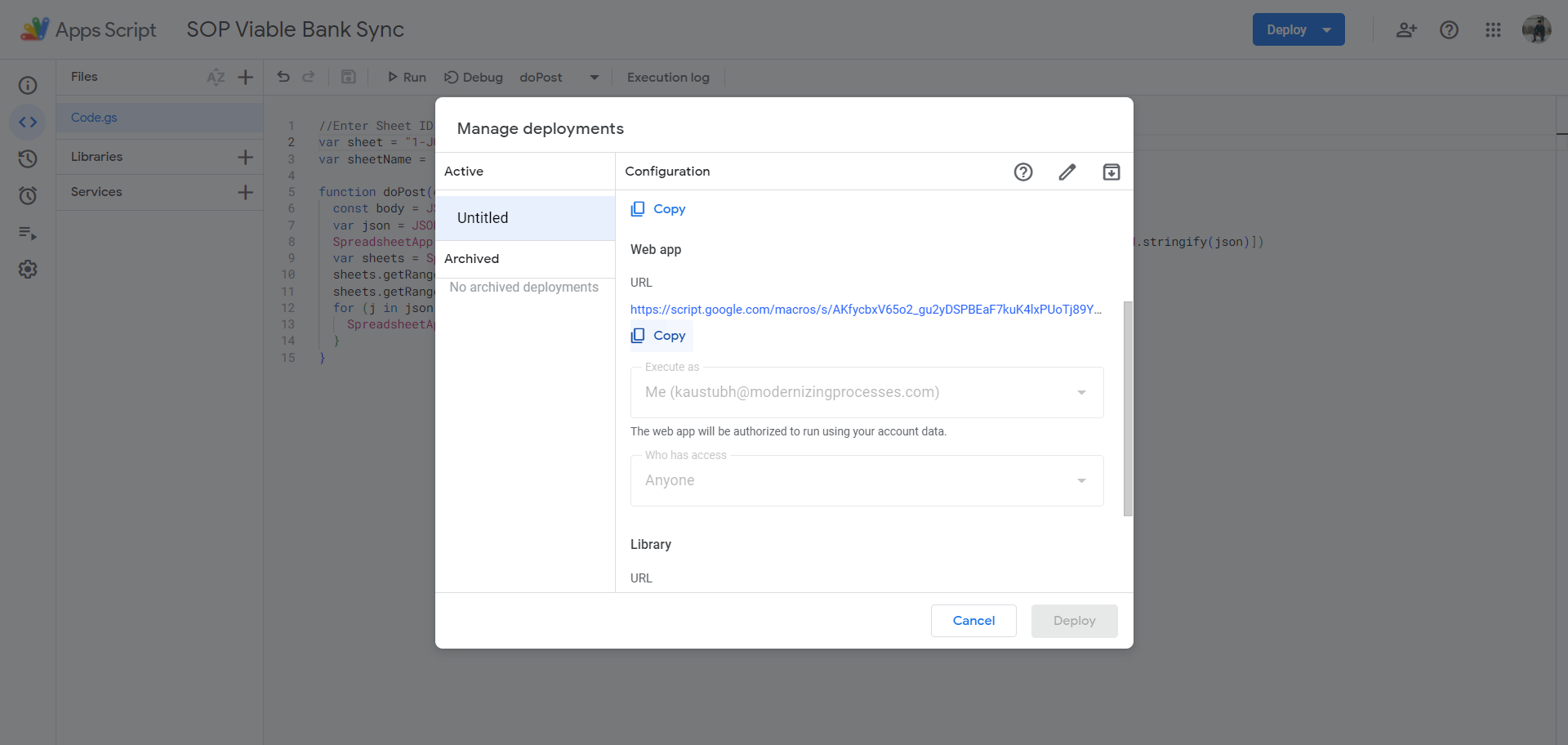 Step #55: Click on "deployments"