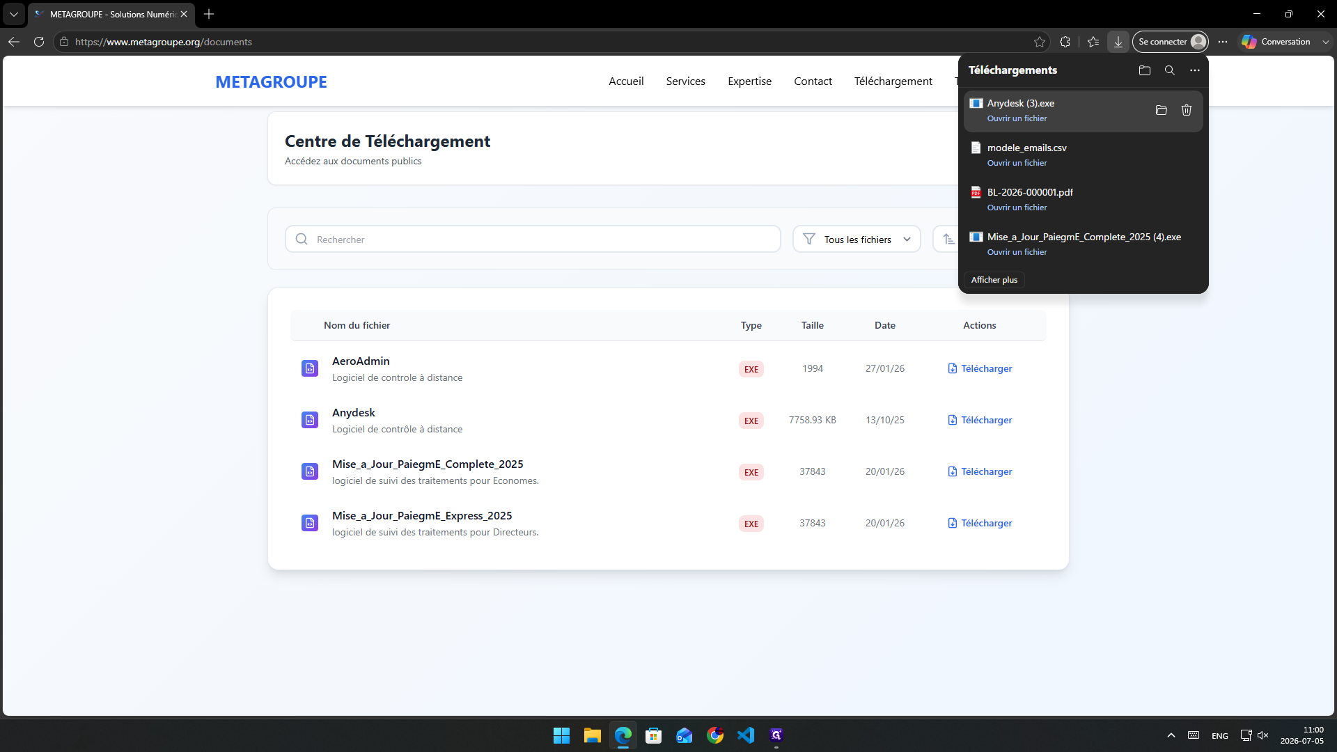 Step #5: Ouvrez le menu des téléchargements de votre navigateur et cliquez sur le fichier Anydesk qui vient d'être téléchargé.