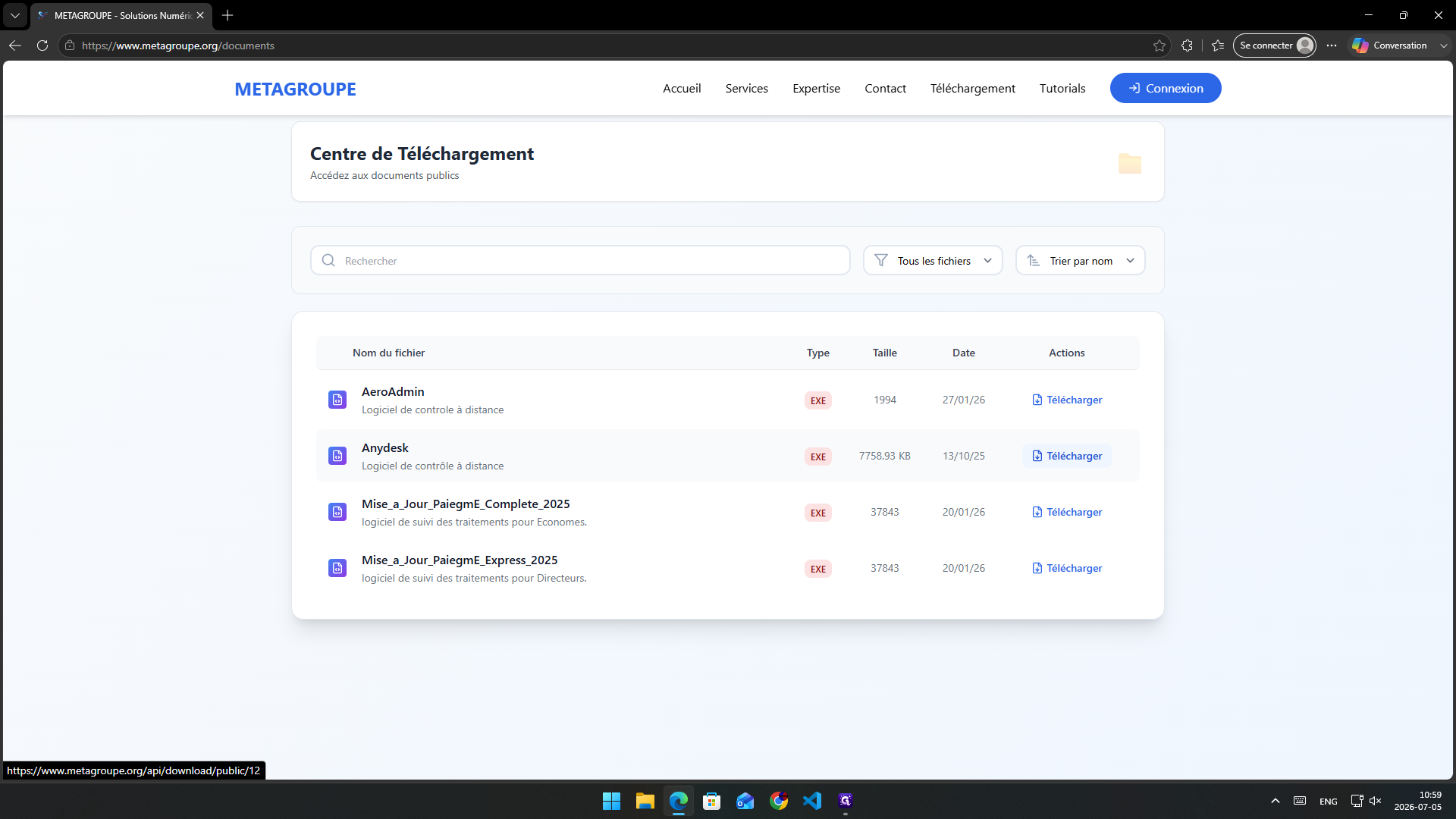 Step #4: Repérez l'utilitaire AnyDesk dans la liste des logiciels et cliquez sur Télécharger.