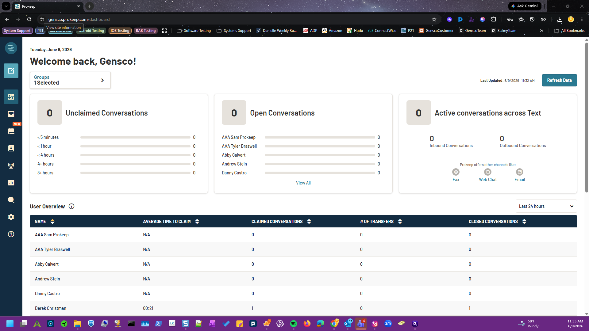 Step #1: Click the site information icon in the browser address bar while on the Prokeep dashboard.