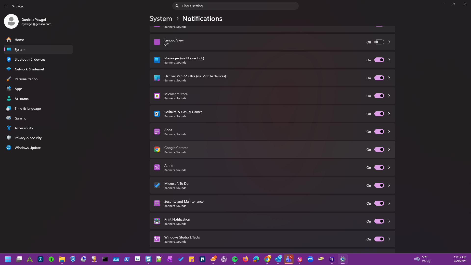 Step #9: Scroll down to the list of applications and ensure the toggle for the Internet browser you are using Prokeep with is turned On.
