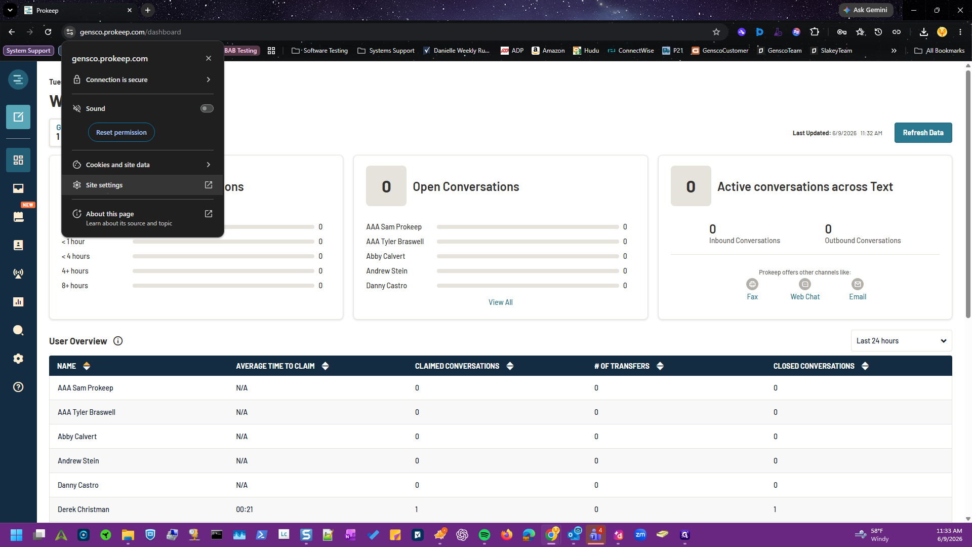 Step #2: Click Site settings to open the permissions page for Prokeep.