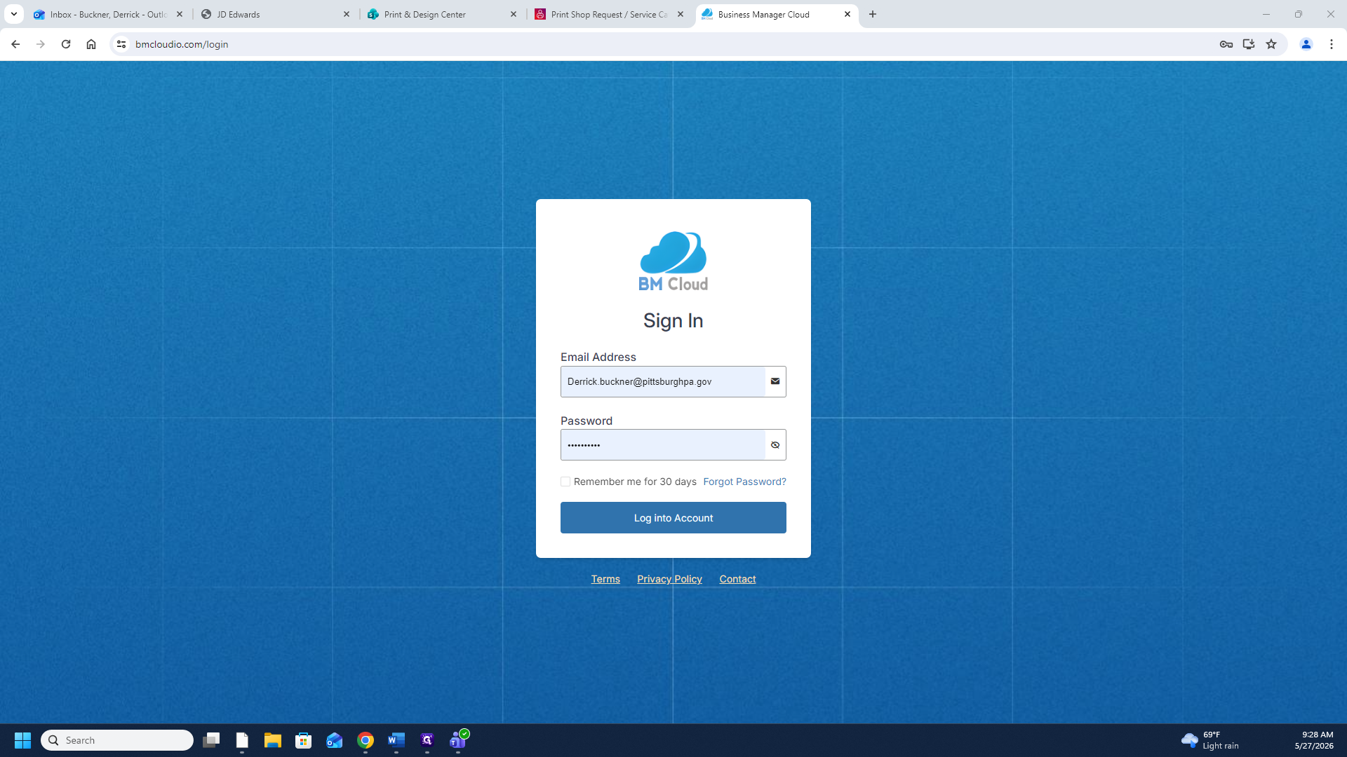 Step #1: Click Log into Account to access the Business Manager Cloud dashboard. Records Management