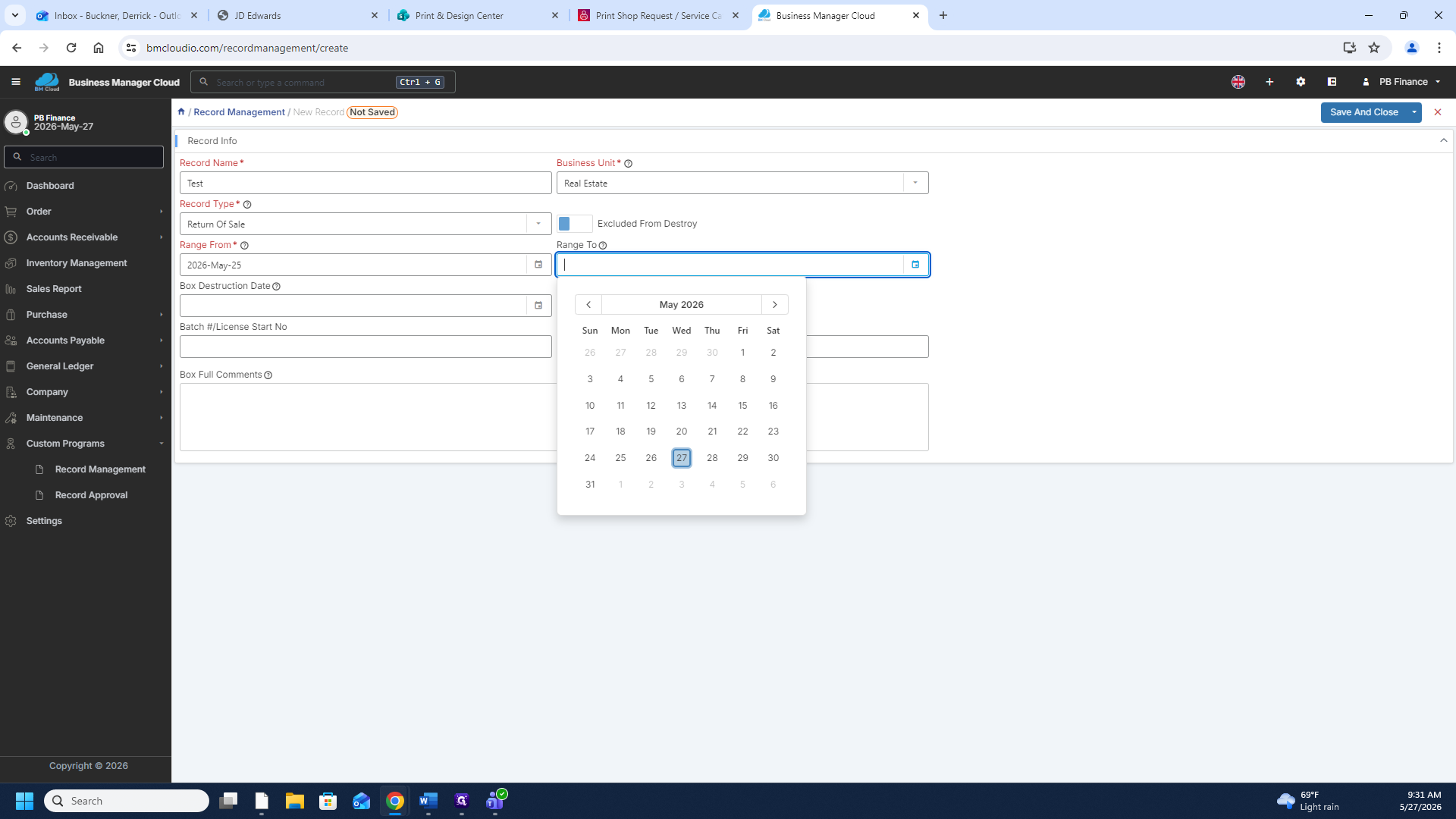 Step #9: Use the calendar picker for the Range To field to select the ending date.
