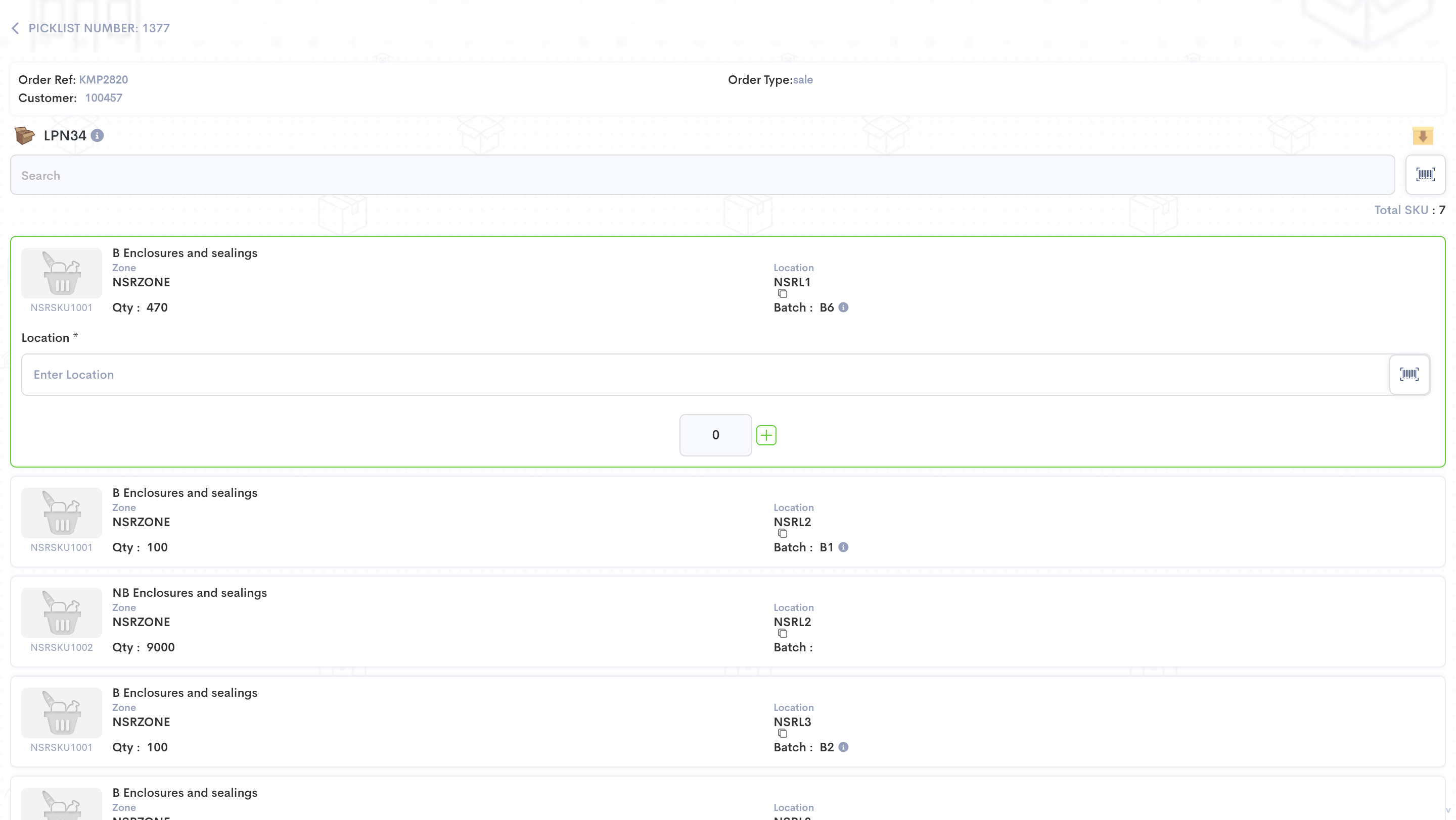 Step #15: Scan Location  for Non serialized tasks.