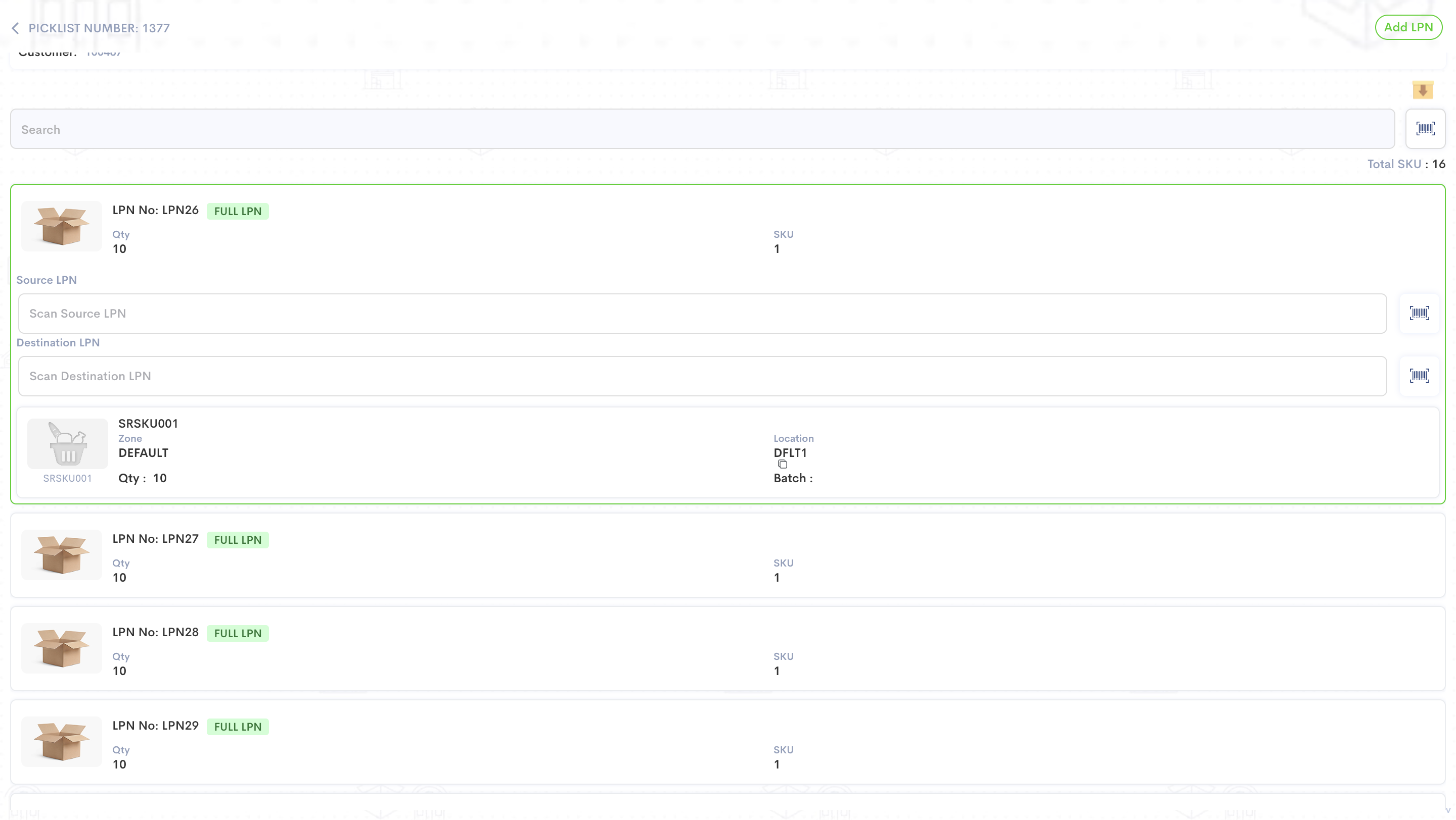 Step #9: To finish pick task, scan the source LPN of that serialized SKUs. 