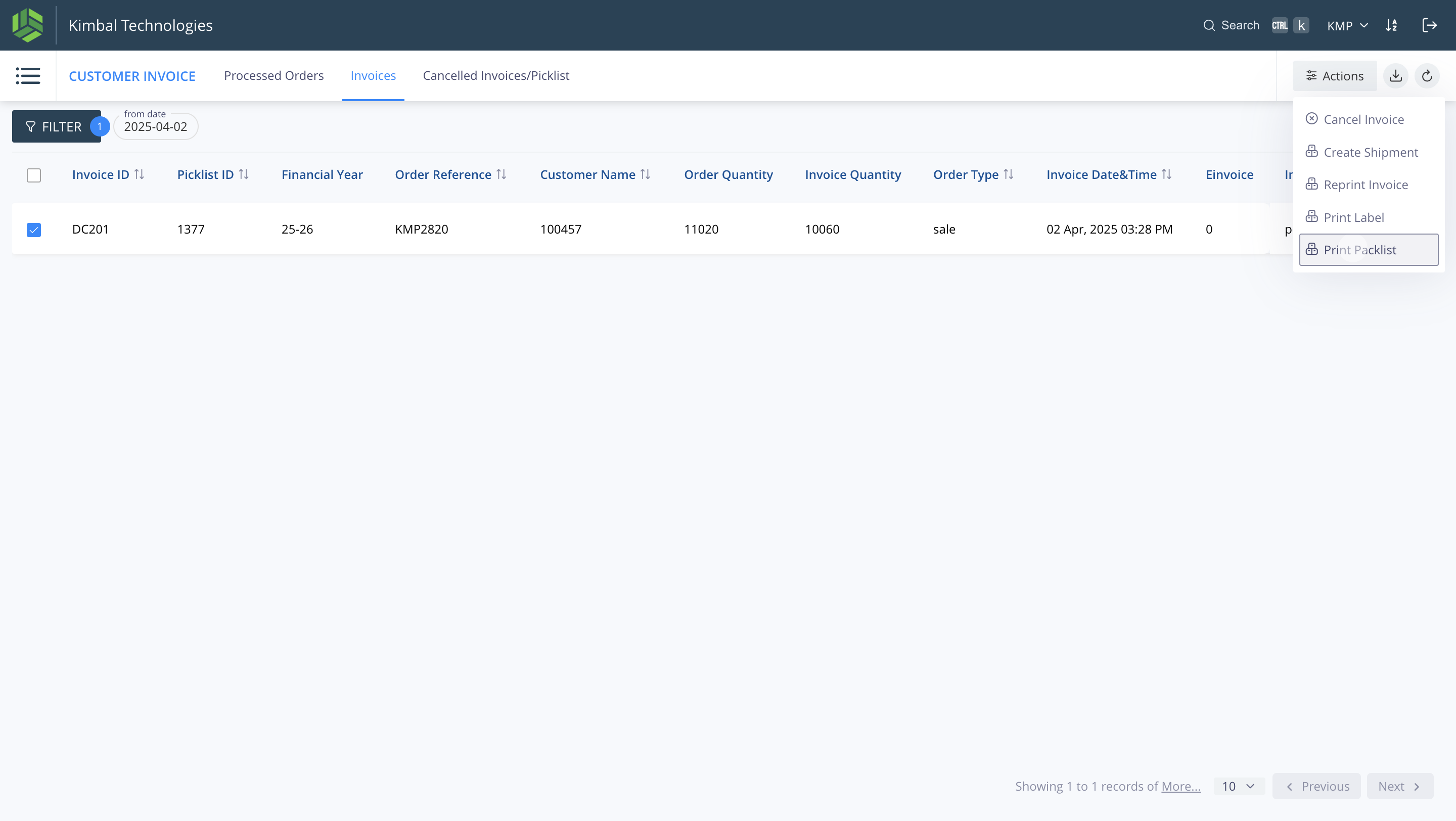 Step #32: Click on "Print Packlist"