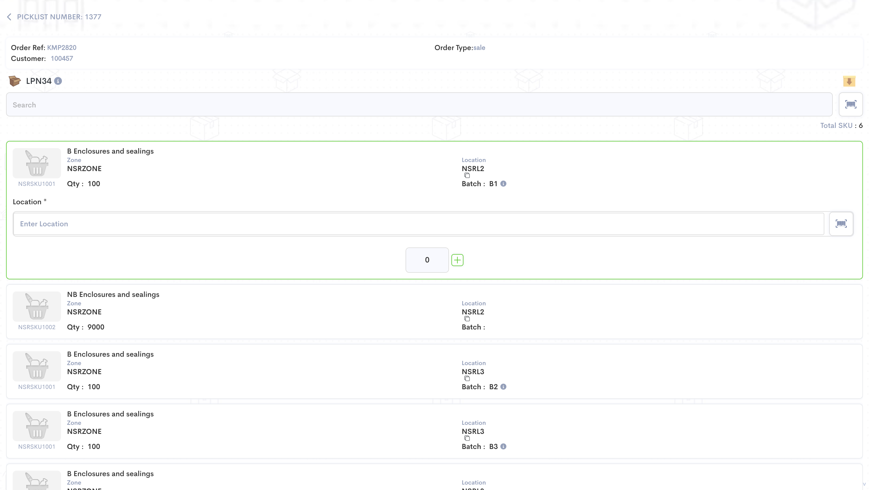 Step #17: Scan Location  for Non serialized tasks.